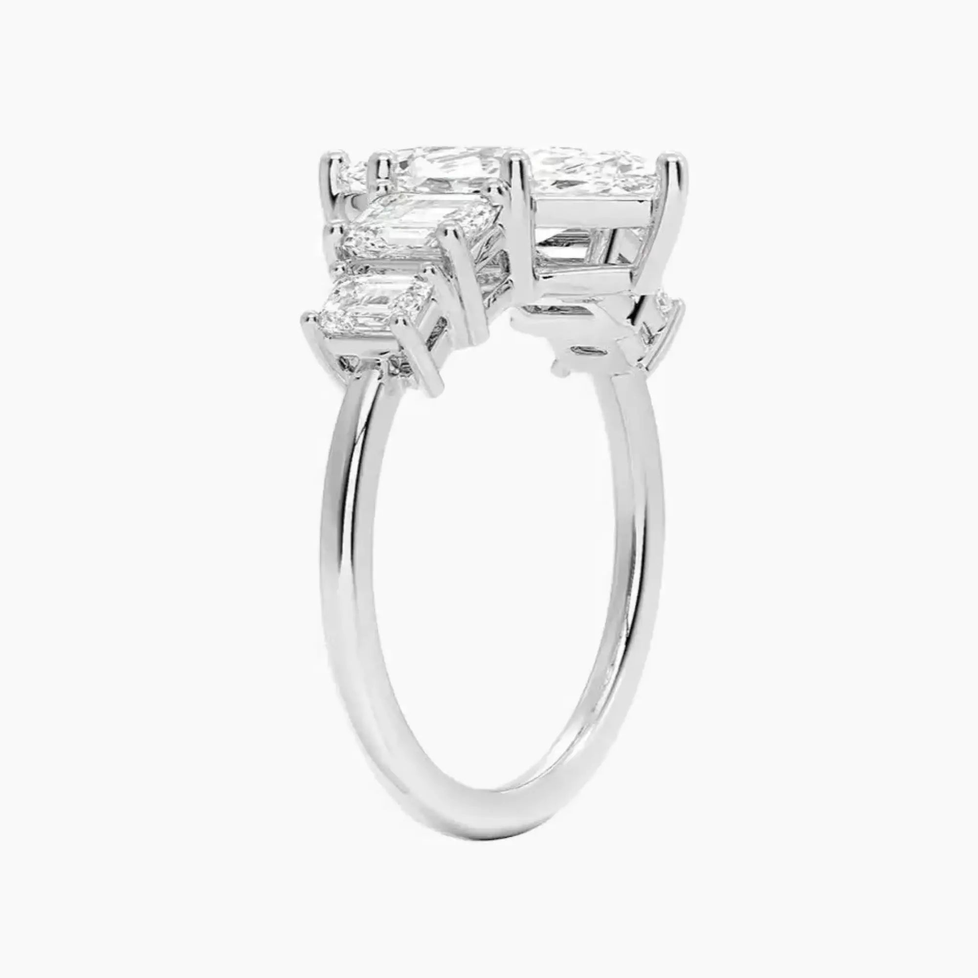 Katerina Five Stone Marquise Designer 1.5 Carat Lab Grown Diamond Engagement Ring in 14K White Gold