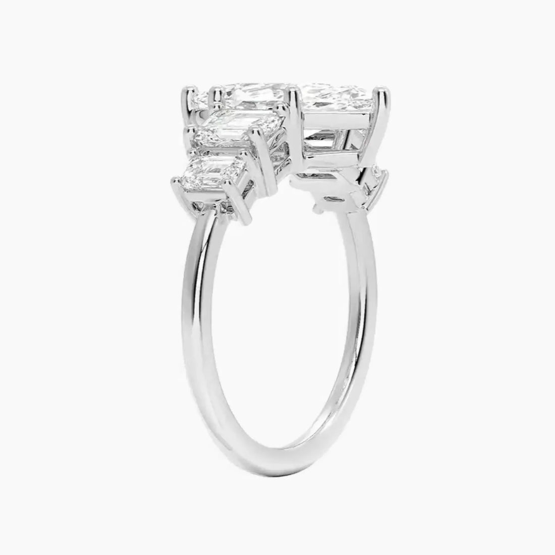 Katerina Five Stone Marquise Designer 3 Carat Lab Grown Diamond Engagement Ring in 18K White Gold