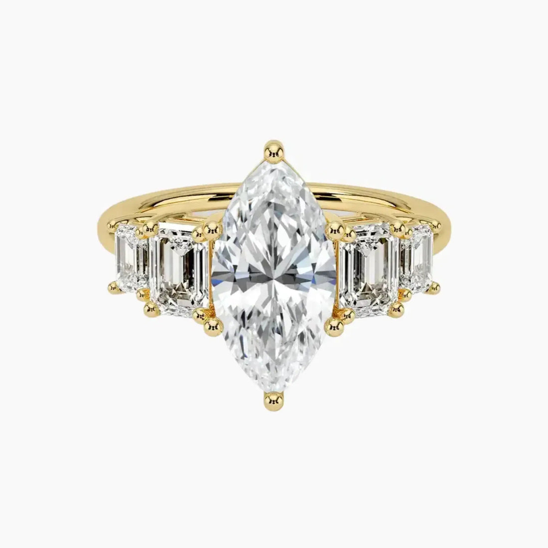 Katerina Five Stone Marquise Designer 3 Carat Lab Grown Diamond Engagement Ring in 18K Rose Gold