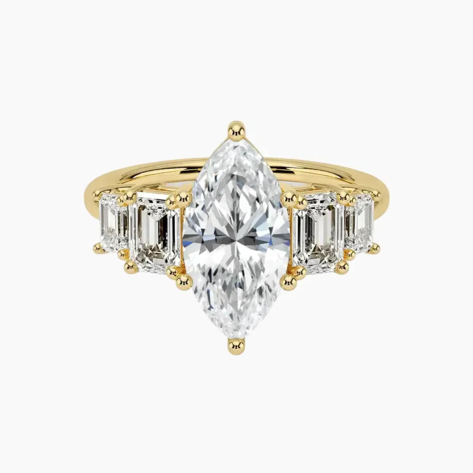Katerina Five Stone Marquise Designer 3 Carat Lab Grown Diamond Engagement Ring in 14K Rose Gold