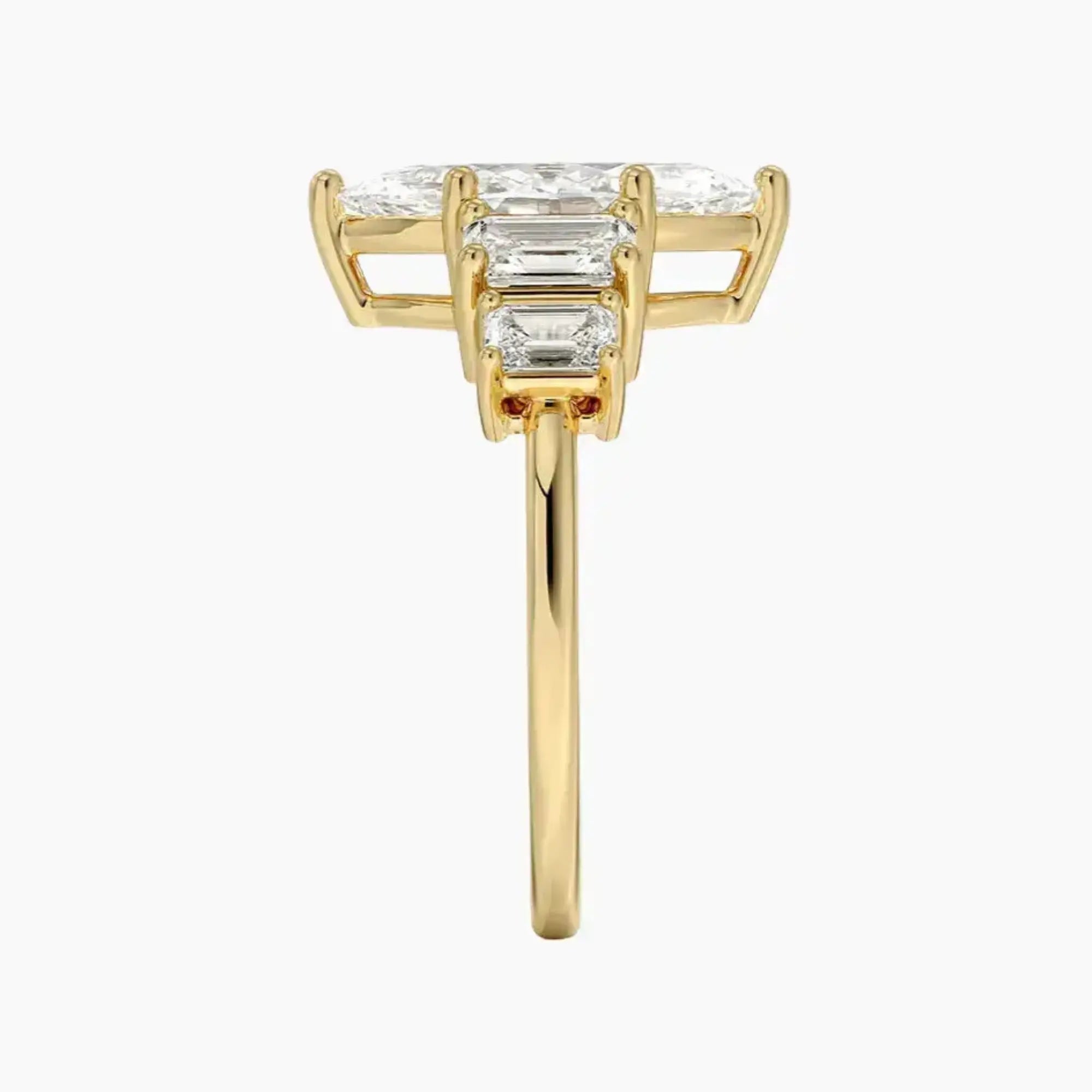 Katerina Five Stone Marquise Designer 1.5 Carat Lab Grown Diamond Engagement Ring in 14K Yellow Gold