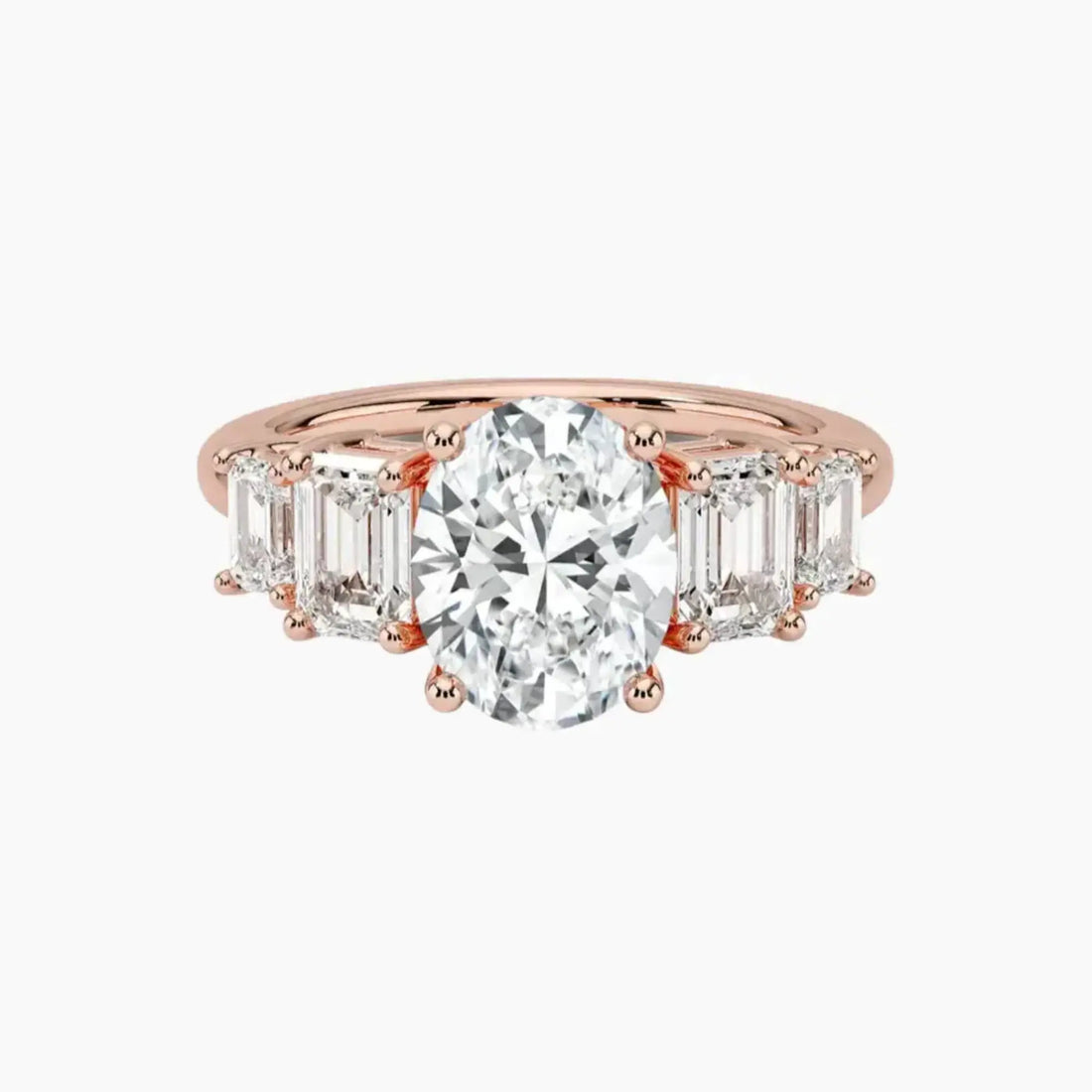 Katerina Five Stone Oval Designer 1.5 Carat Lab Grown Diamond Engagement Ring in 14K Yellow Gold
