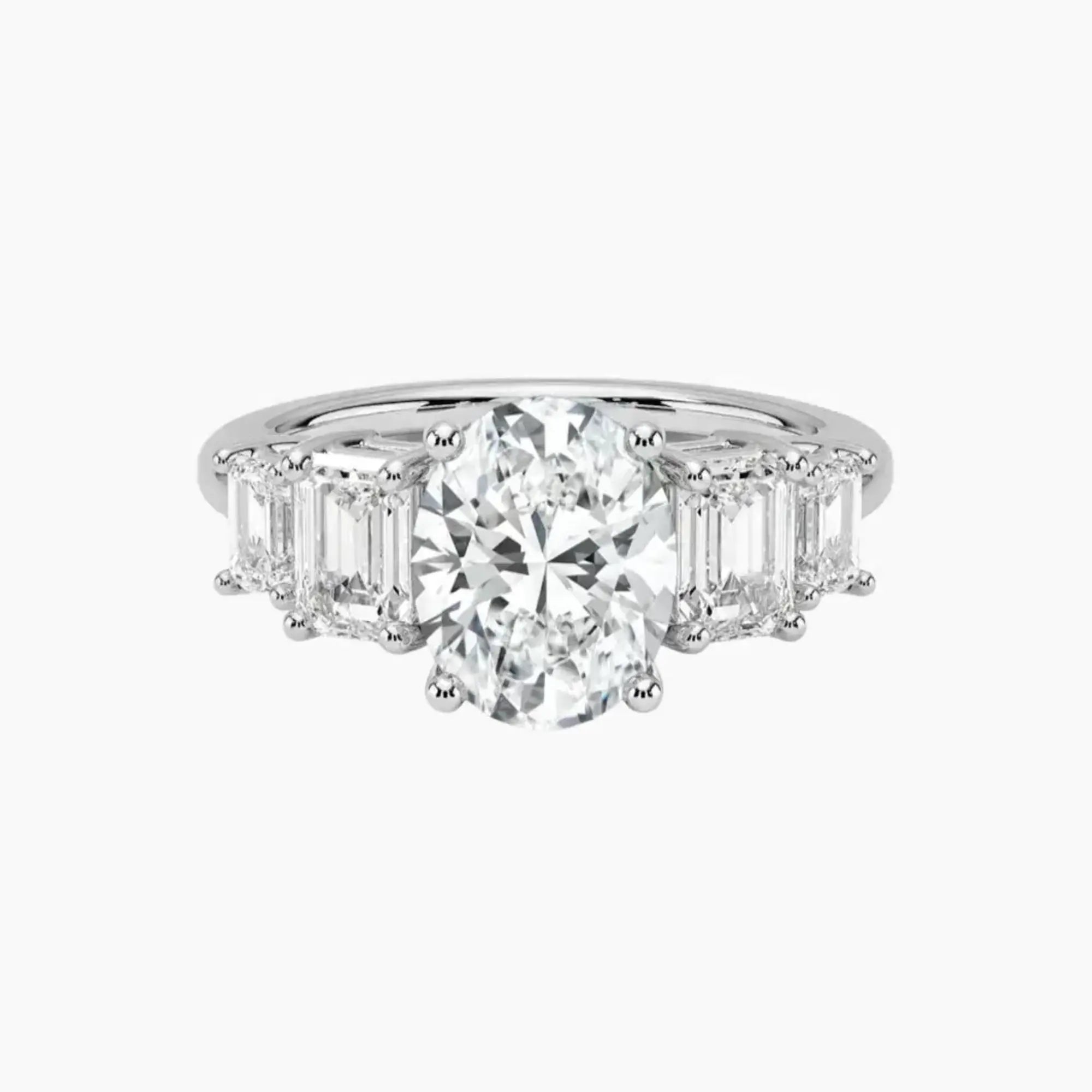 Katerina Five Stone Oval Designer 1.5 Carat Lab Grown Diamond Engagement Ring in 18K Rose Gold