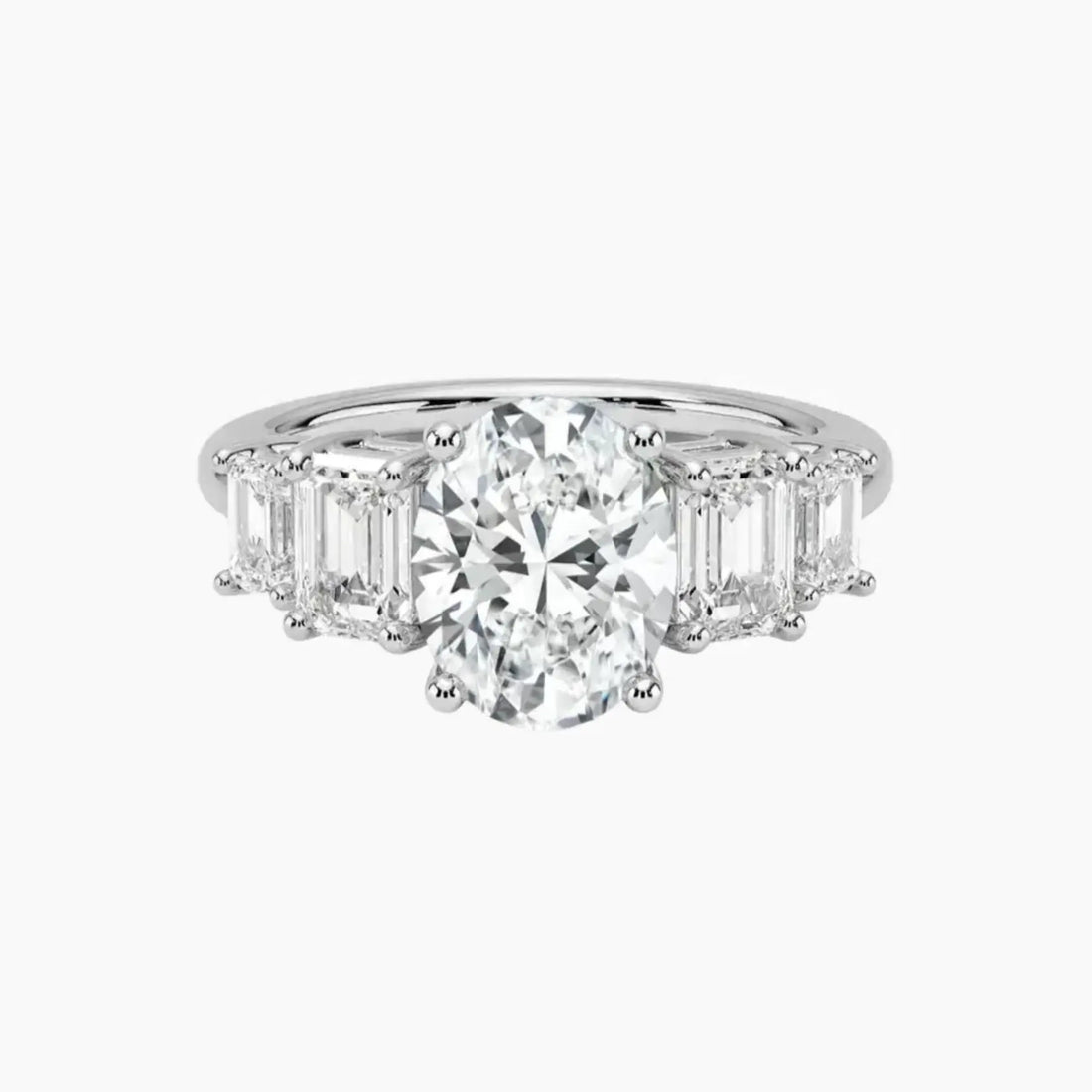 Katerina Five Stone Oval Designer 2 Carat Lab Grown Diamond Engagement Ring in 14K Rose Gold