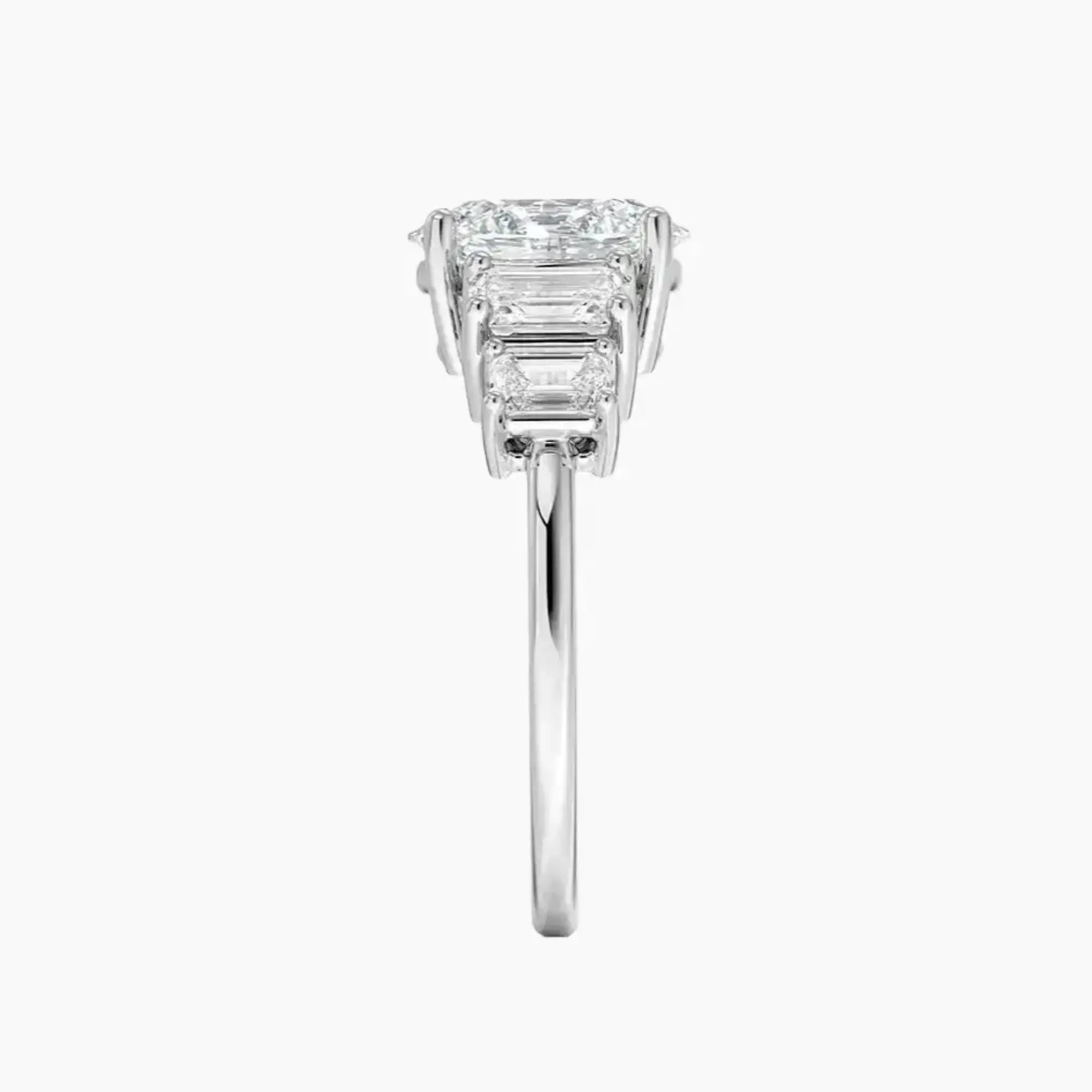 Katerina Five Stone Oval Designer 3 Carat Lab Grown Diamond Engagement Ring in 18K White Gold