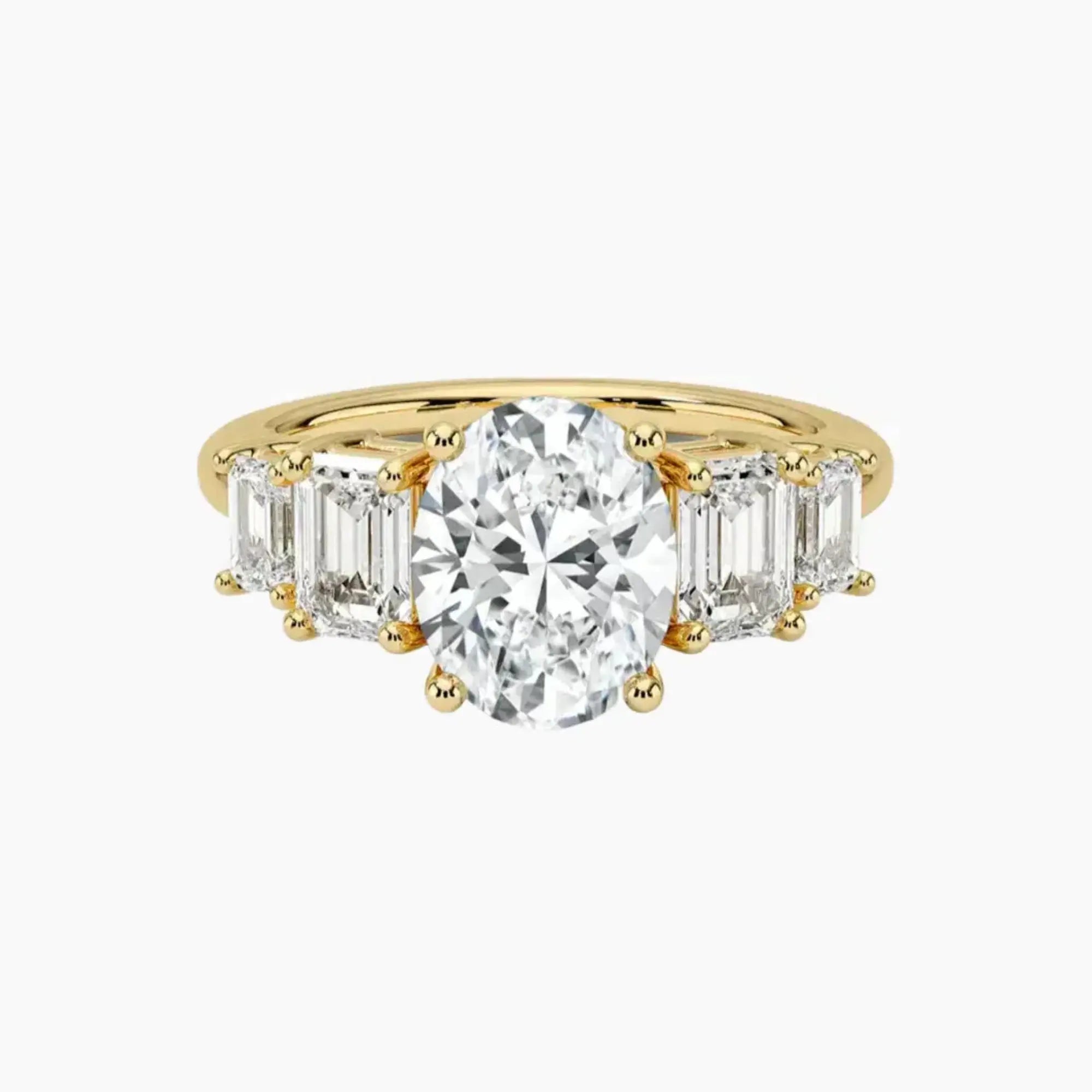 Katerina Five Stone Oval Designer 3 Carat Lab Grown Diamond Engagement Ring in 14K Rose Gold