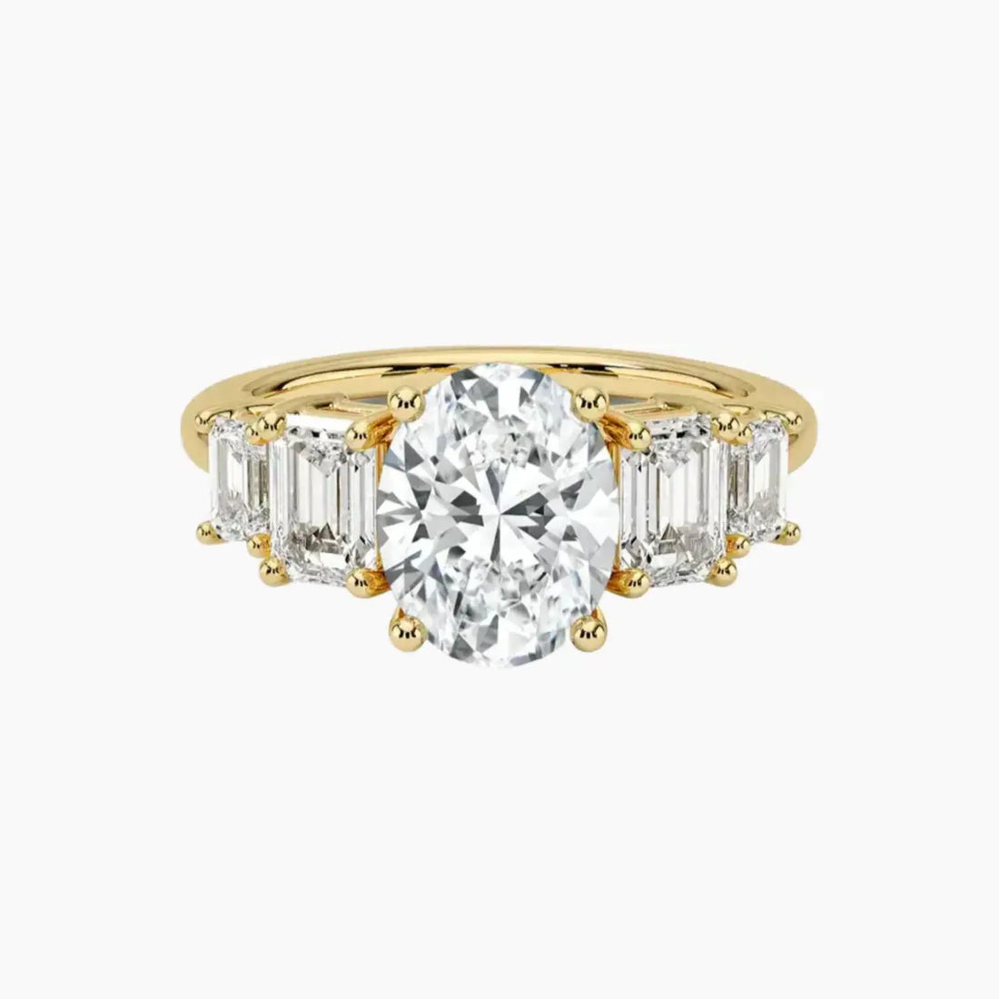 Katerina Five Stone Oval Designer 3 Carat Lab Grown Diamond Engagement Ring in 14K Rose Gold