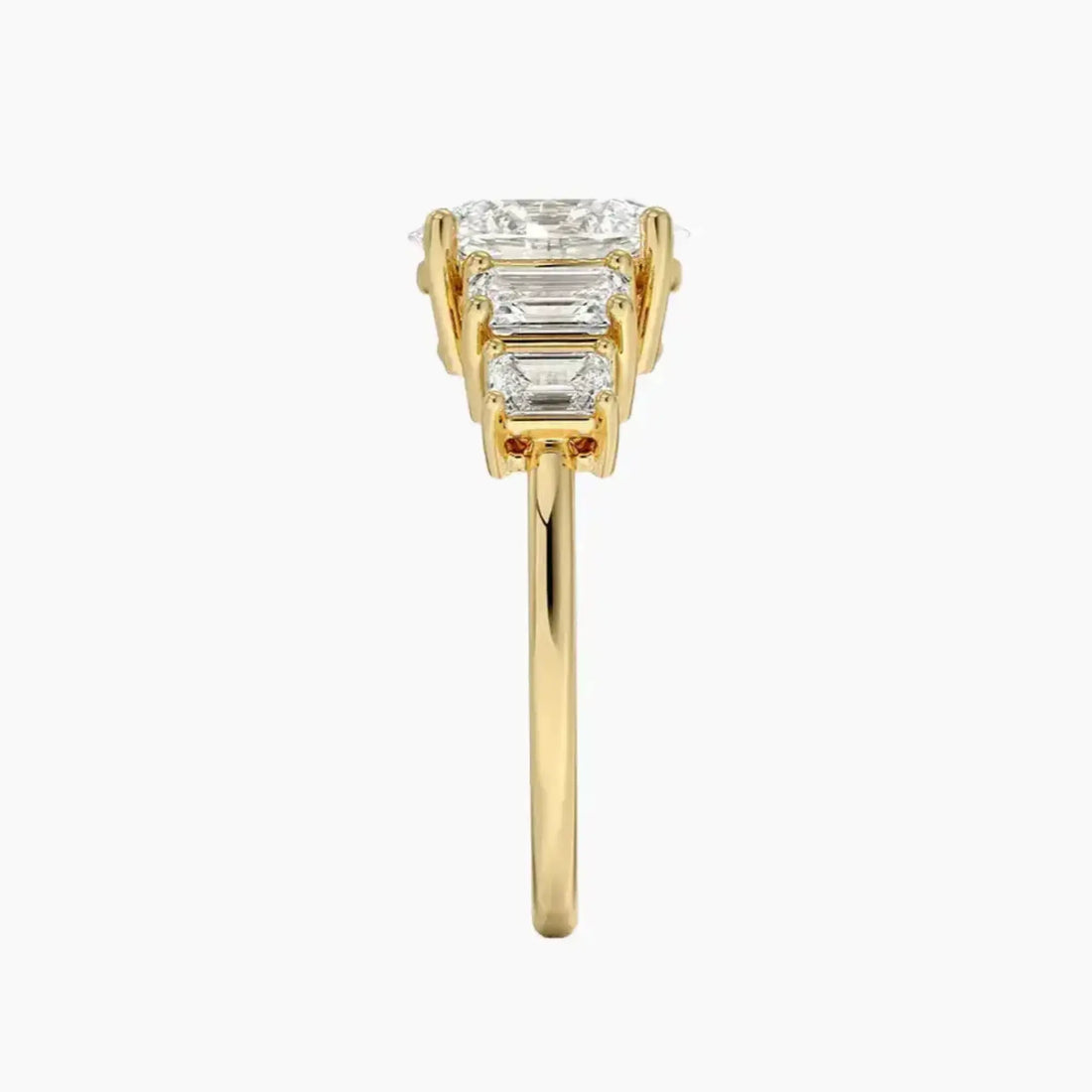 Katerina Five Stone Oval Designer 3 Carat Lab Grown Diamond Engagement Ring in 14K Yellow Gold