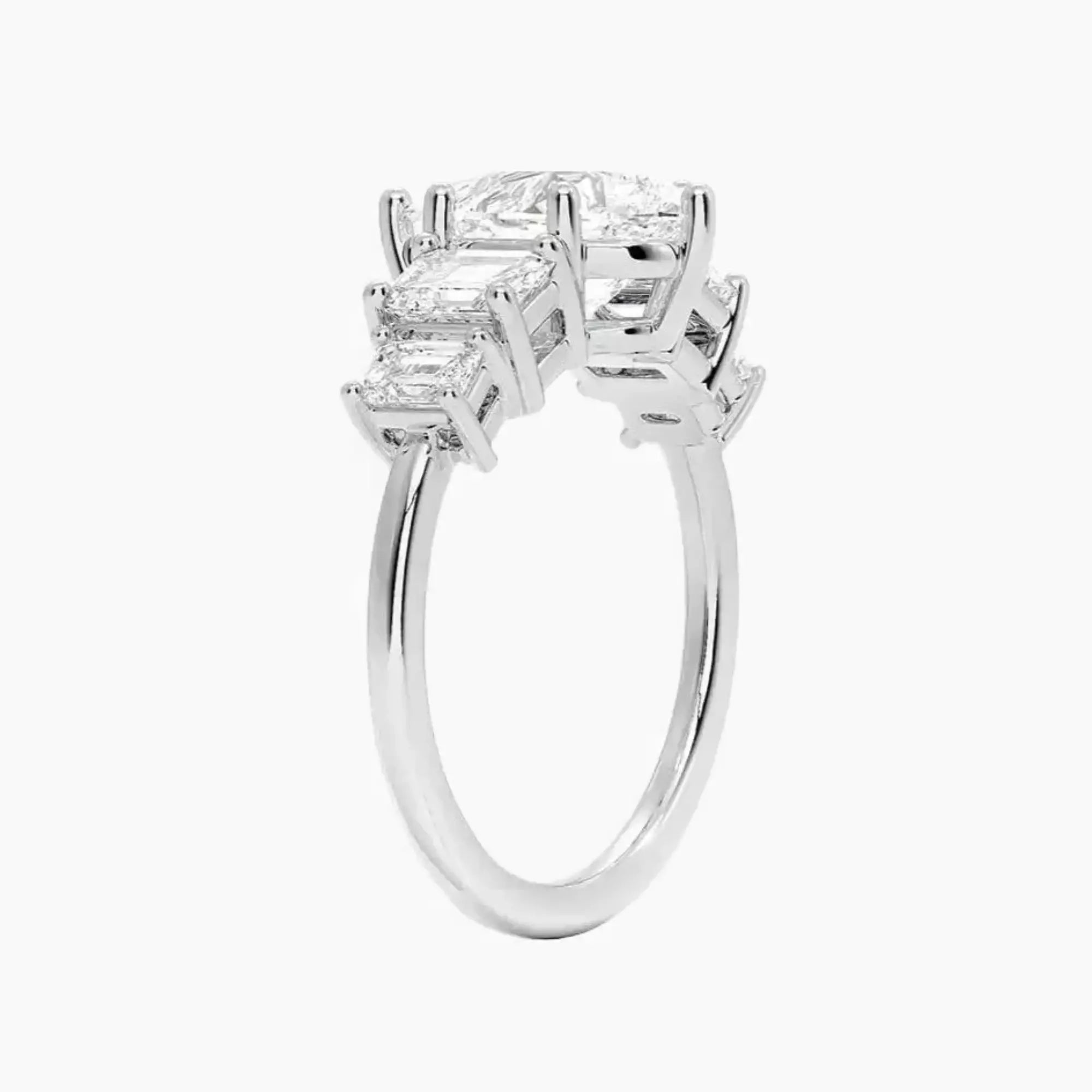 Katerina Five Stone Pear Designer 2.5 Carat Lab Grown Diamond Engagement Ring in 18K Rose Gold