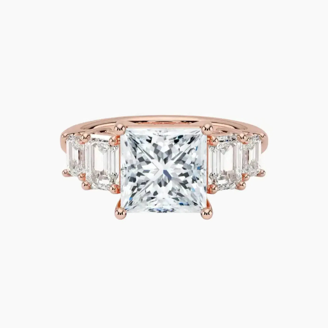 Katerina Five Stone Princess Designer 3 Carat Lab Grown Diamond Engagement Ring in 18K White Gold