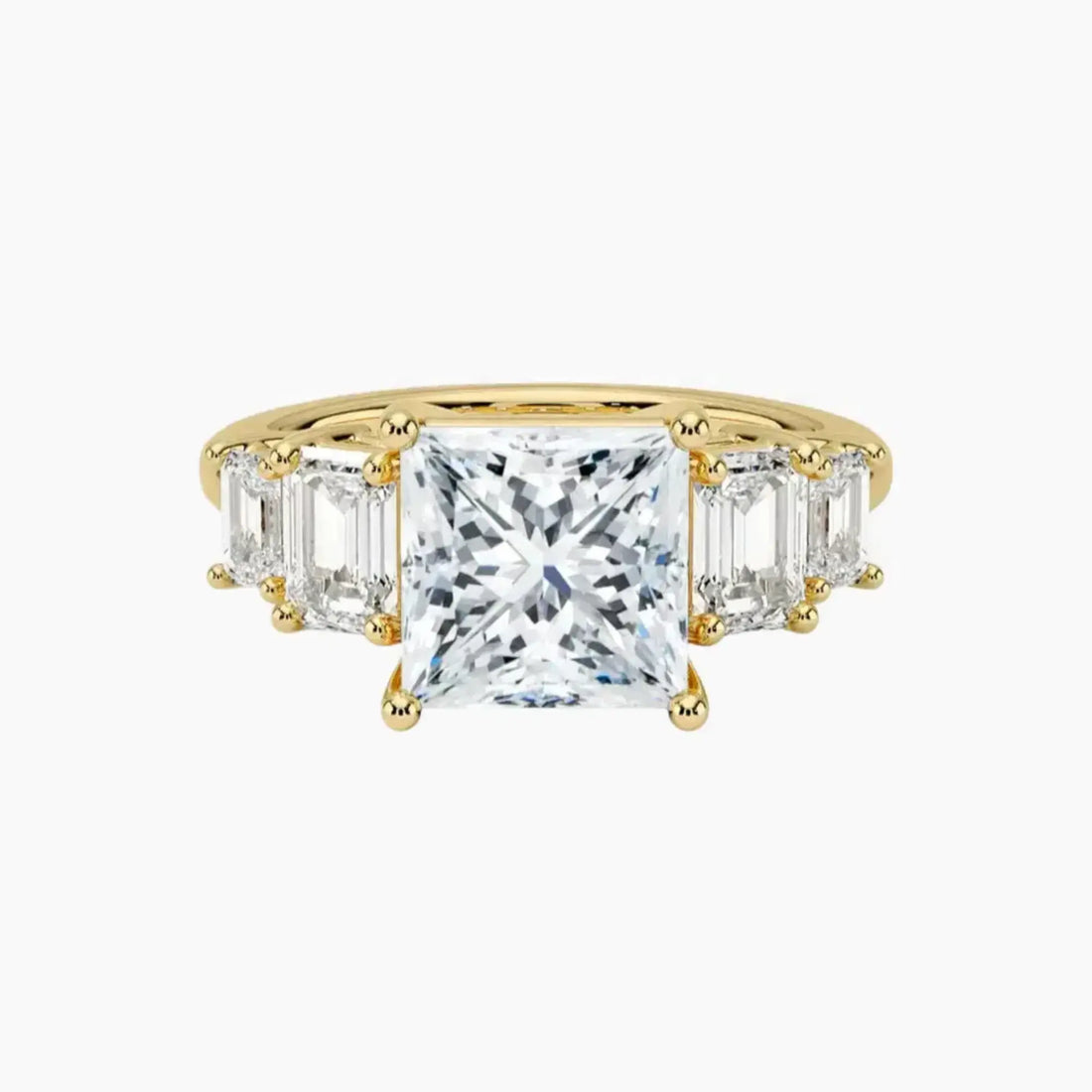 Katerina Five Stone Princess Designer 1.5 Carat Lab Grown Diamond Engagement Ring in 18K Yellow Gold