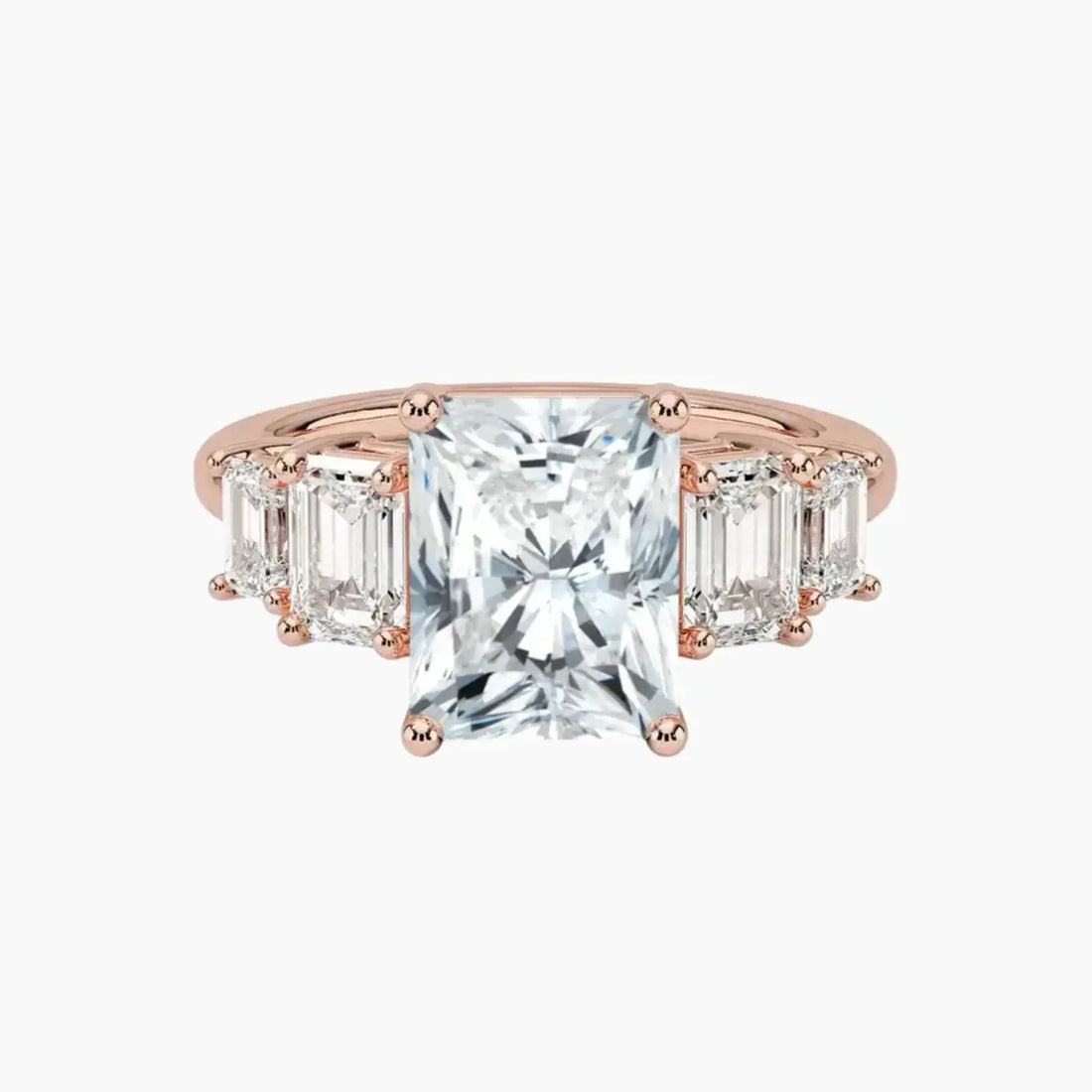 Katerina Five Stone Radiant Designer Diamond Ring Setting in 14K Yellow Gold