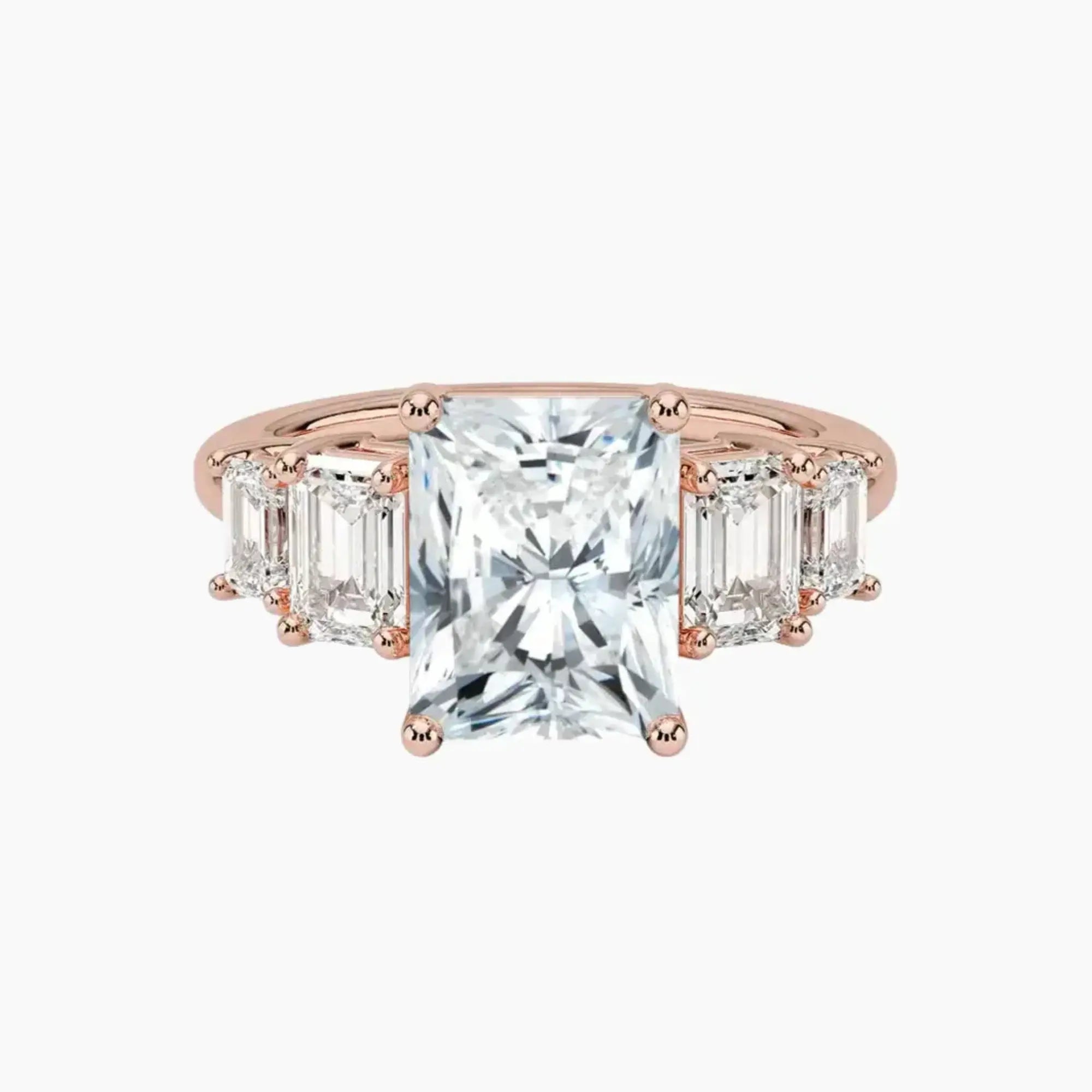Katerina Five Stone Radiant Designer 2.5 Carat Lab Grown Diamond Engagement Ring in 18K White Gold