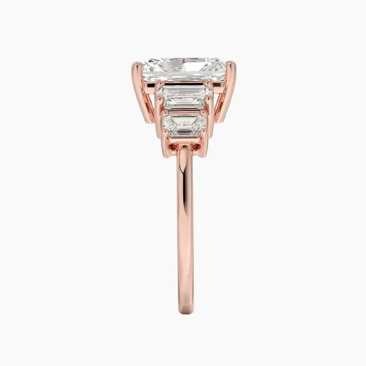 Katerina Five Stone Radiant Designer 2.5 Carat Lab Grown Diamond Engagement Ring in 18K Yellow Gold