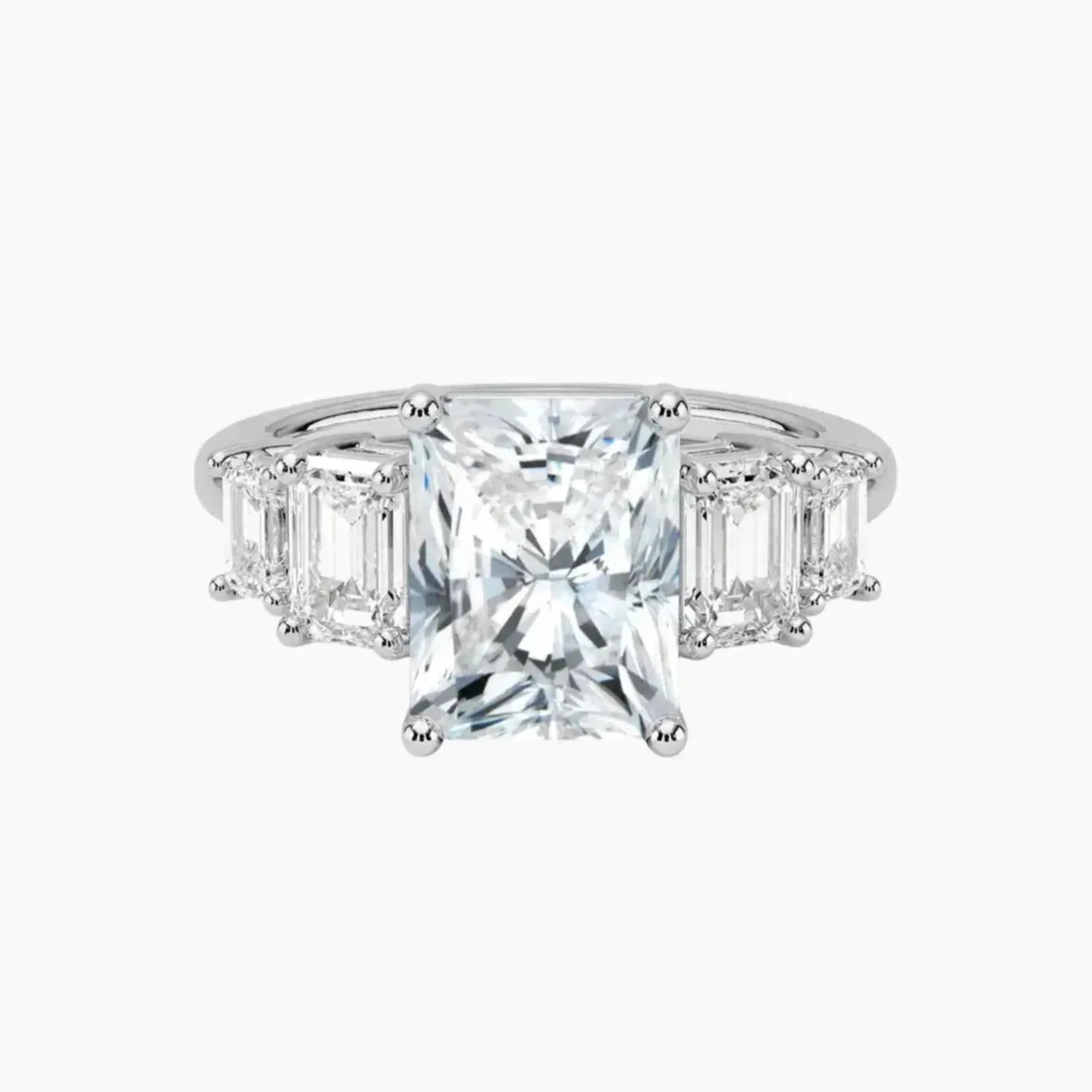 Katerina Five Stone Radiant Designer 1.5 Carat Lab Grown Diamond Engagement Ring in 14K White Gold