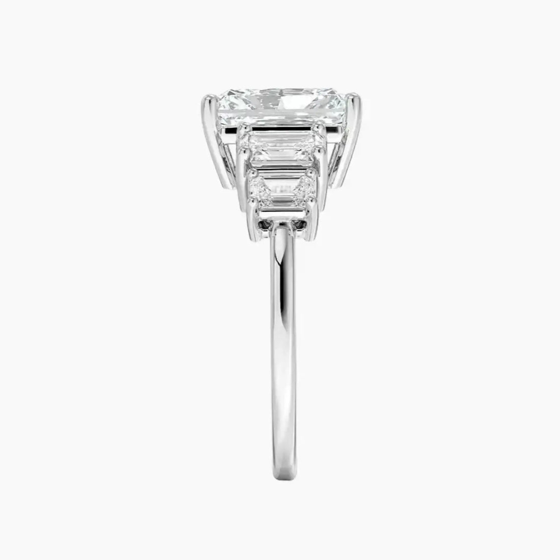 Katerina Five Stone Radiant Designer 1 Carat Lab Grown Diamond Engagement Ring in 14K White Gold