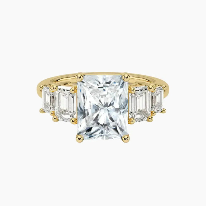 Katerina Five Stone Radiant Designer 1 Carat Lab Grown Diamond Engagement Ring in 18K Yellow Gold