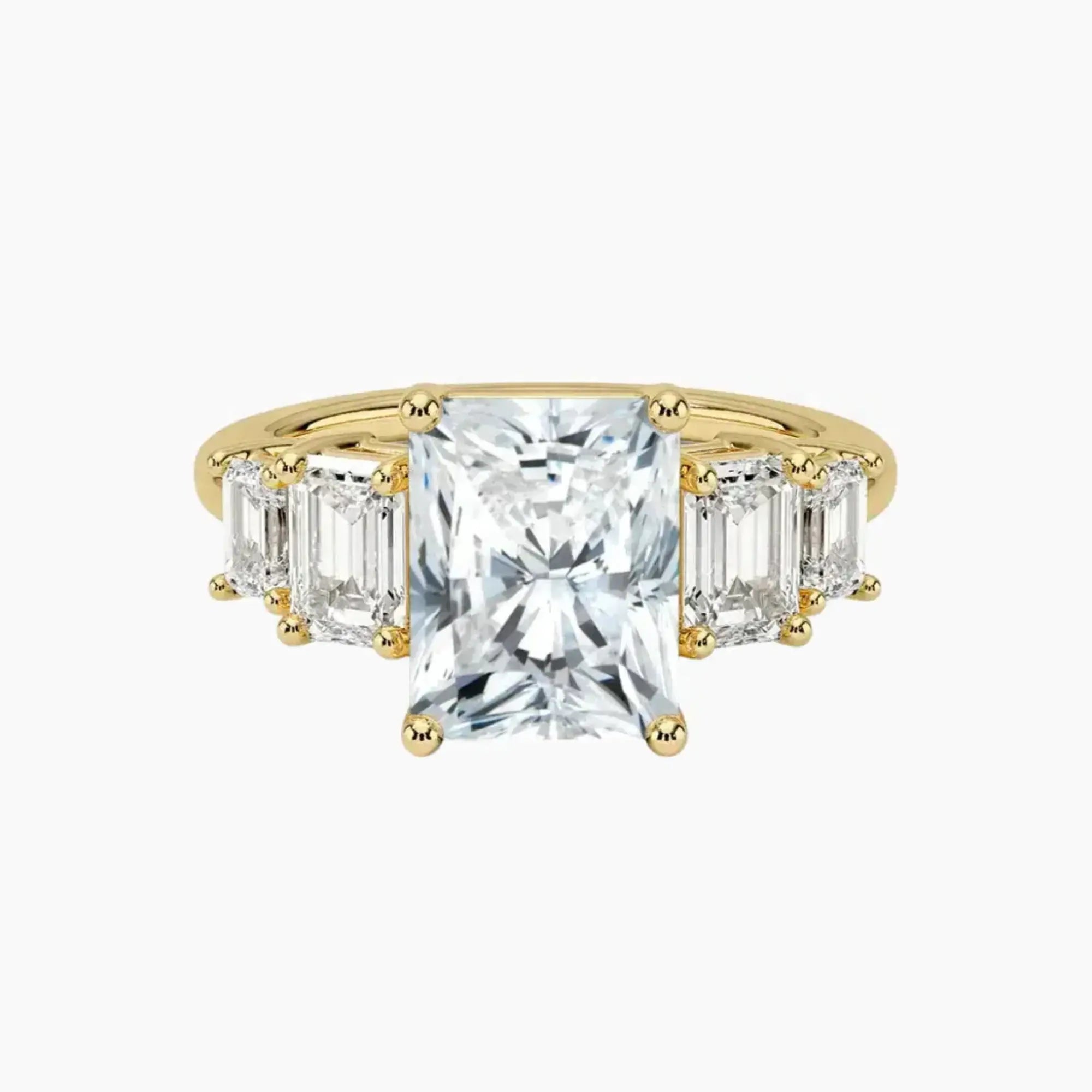 Katerina Five Stone Radiant Designer 1.5 Carat Lab Grown Diamond Engagement Ring in 14K Yellow Gold