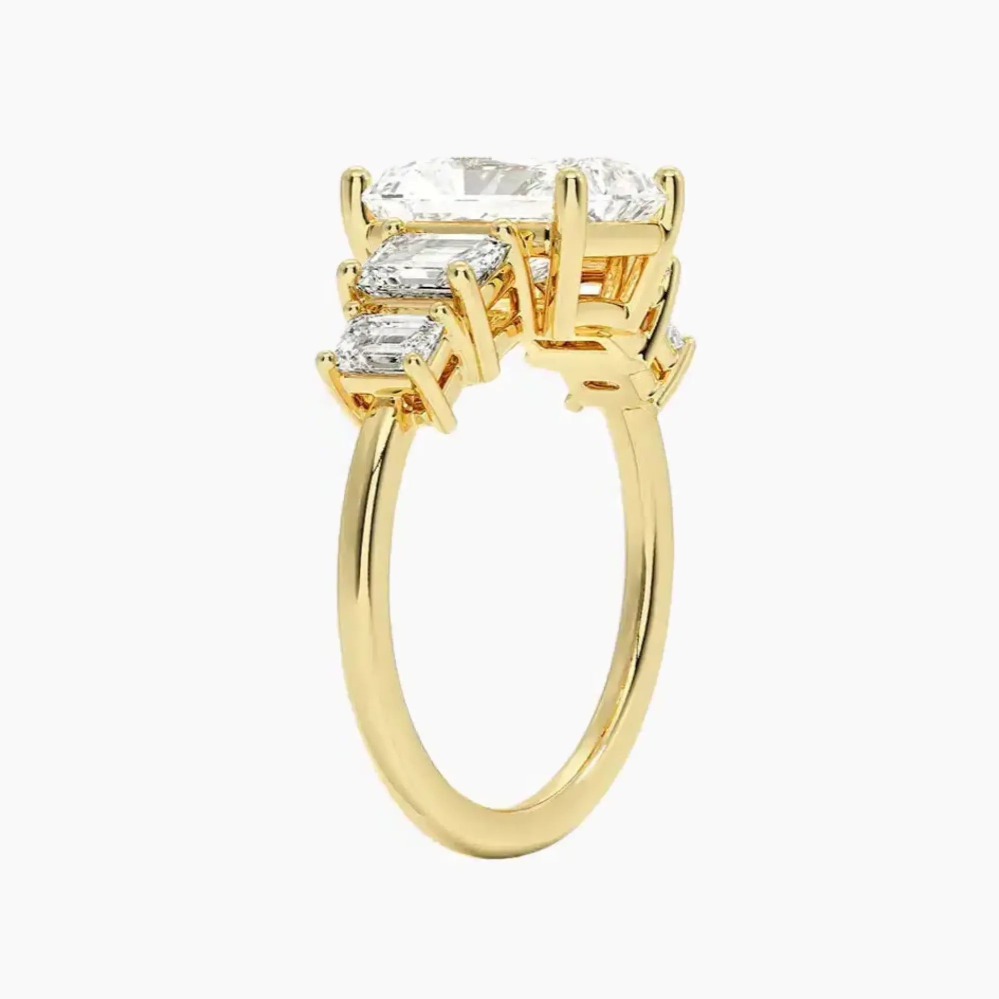 Katerina Five Stone Radiant Designer 2.5 Carat Lab Grown Diamond Engagement Ring in 18K White Gold