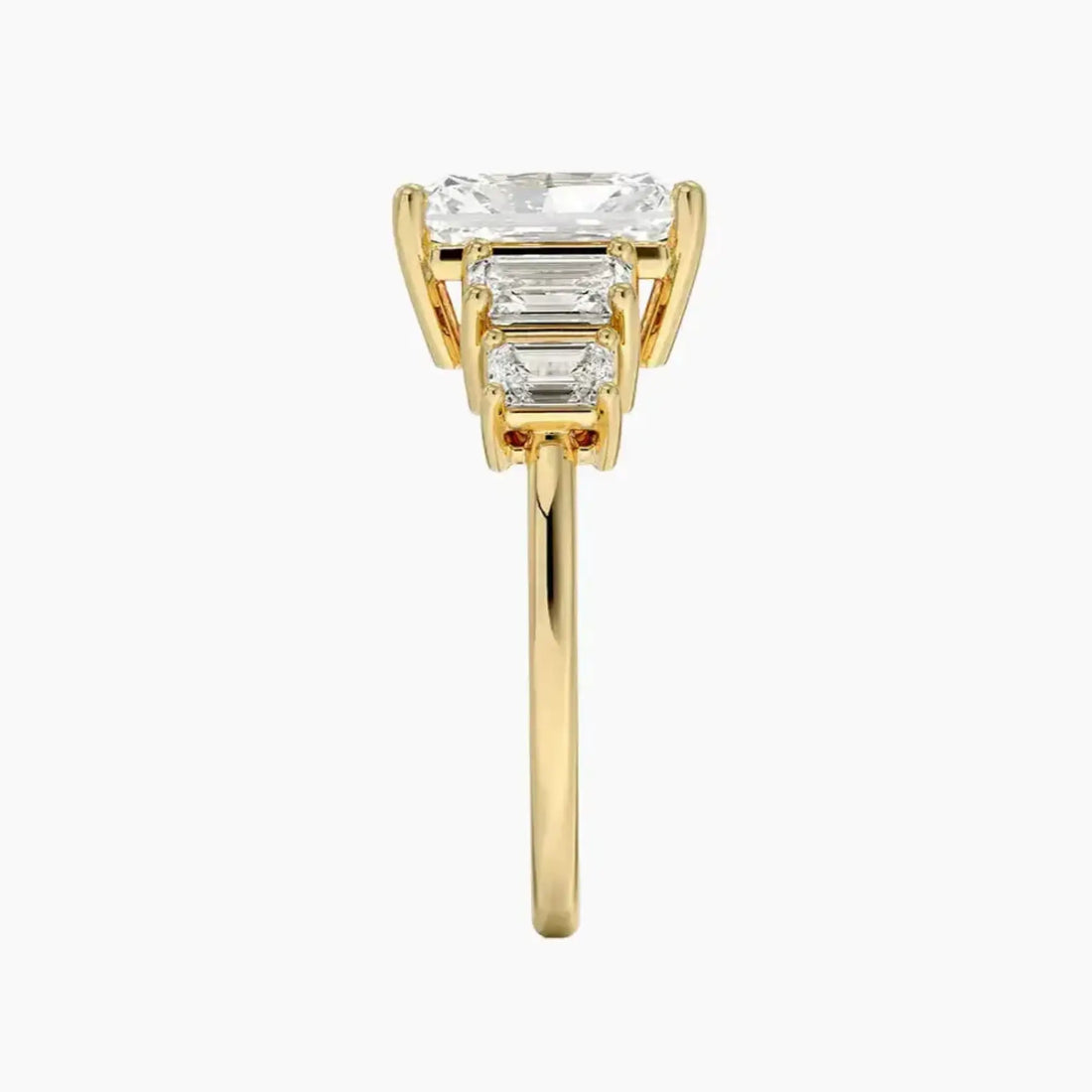 Katerina Five Stone Radiant Designer Diamond Ring Setting in 18K White Gold