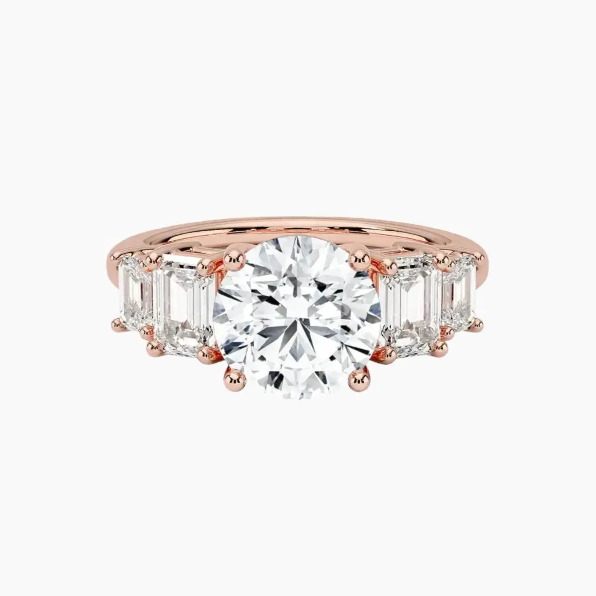 Katerina Five Stone Round Designer 2 Carat Lab Grown Diamond Engagement Ring in 18K Rose Gold