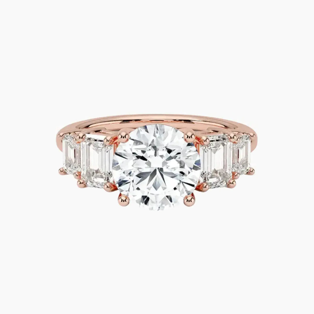 Katerina Five Stone Round Designer 3 Carat Lab Grown Diamond Engagement Ring in 18K White Gold