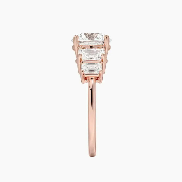 Katerina Five Stone Round Designer 1 Carat Lab Grown Diamond Engagement Ring in 14K White Gold