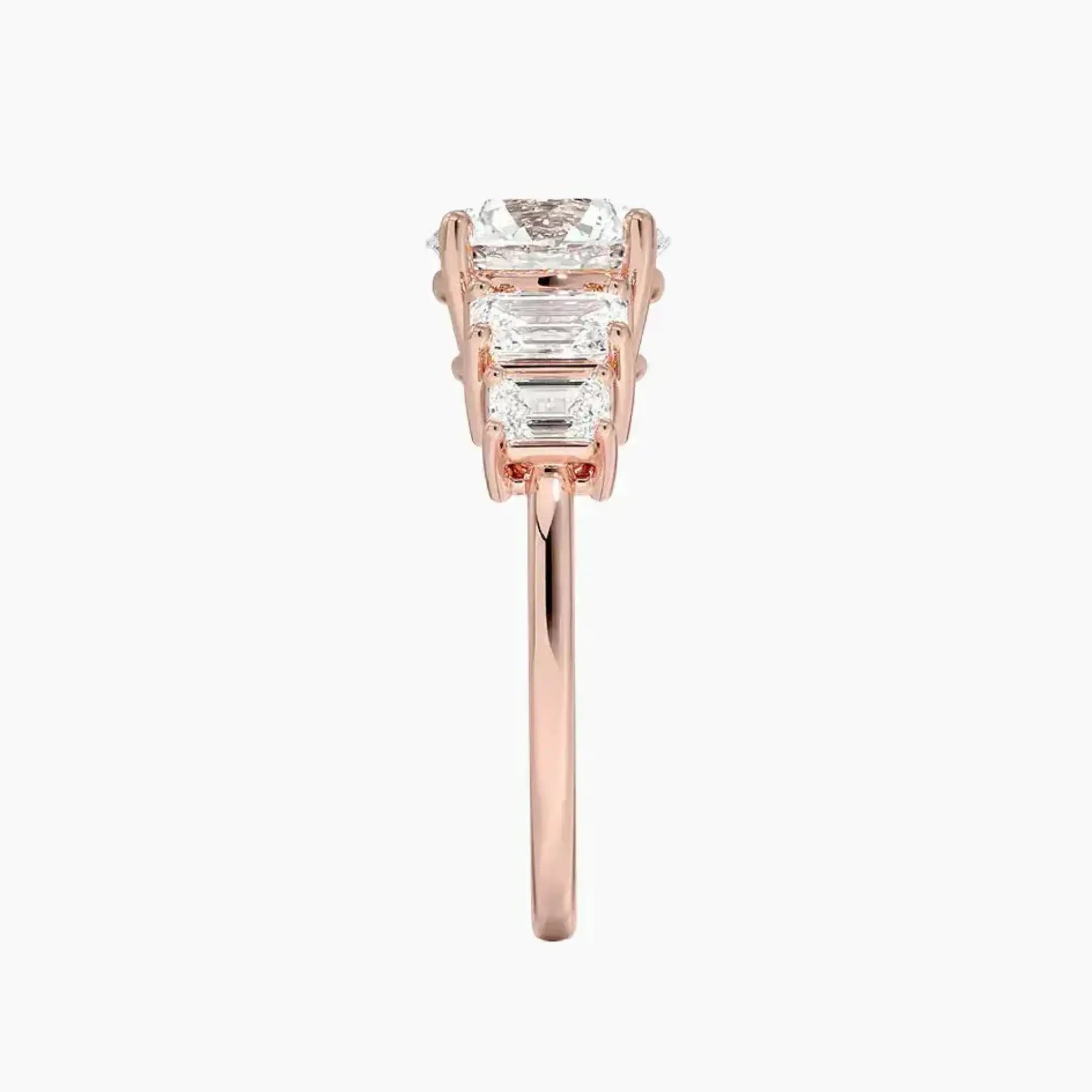 Katerina Five Stone Round Designer 2 Carat Lab Grown Diamond Engagement Ring in 18K Rose Gold