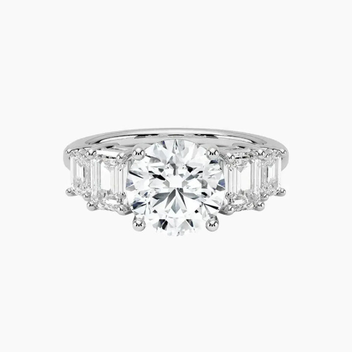 Katerina Five Stone Round Designer 3 Carat Lab Grown Diamond Engagement Ring in 14K White Gold