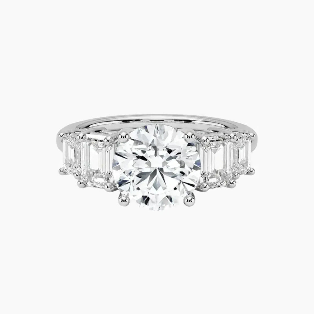 Katerina Five Stone Round Designer Diamond Ring Setting in 18K Rose Gold