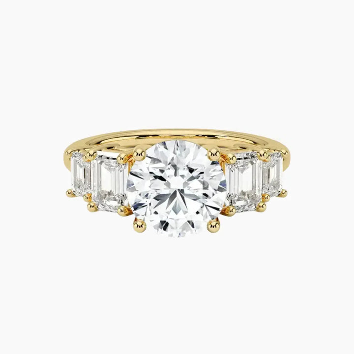 Katerina Five Stone Round Designer 1.5 Carat Lab Grown Diamond Engagement Ring in 14K Yellow Gold