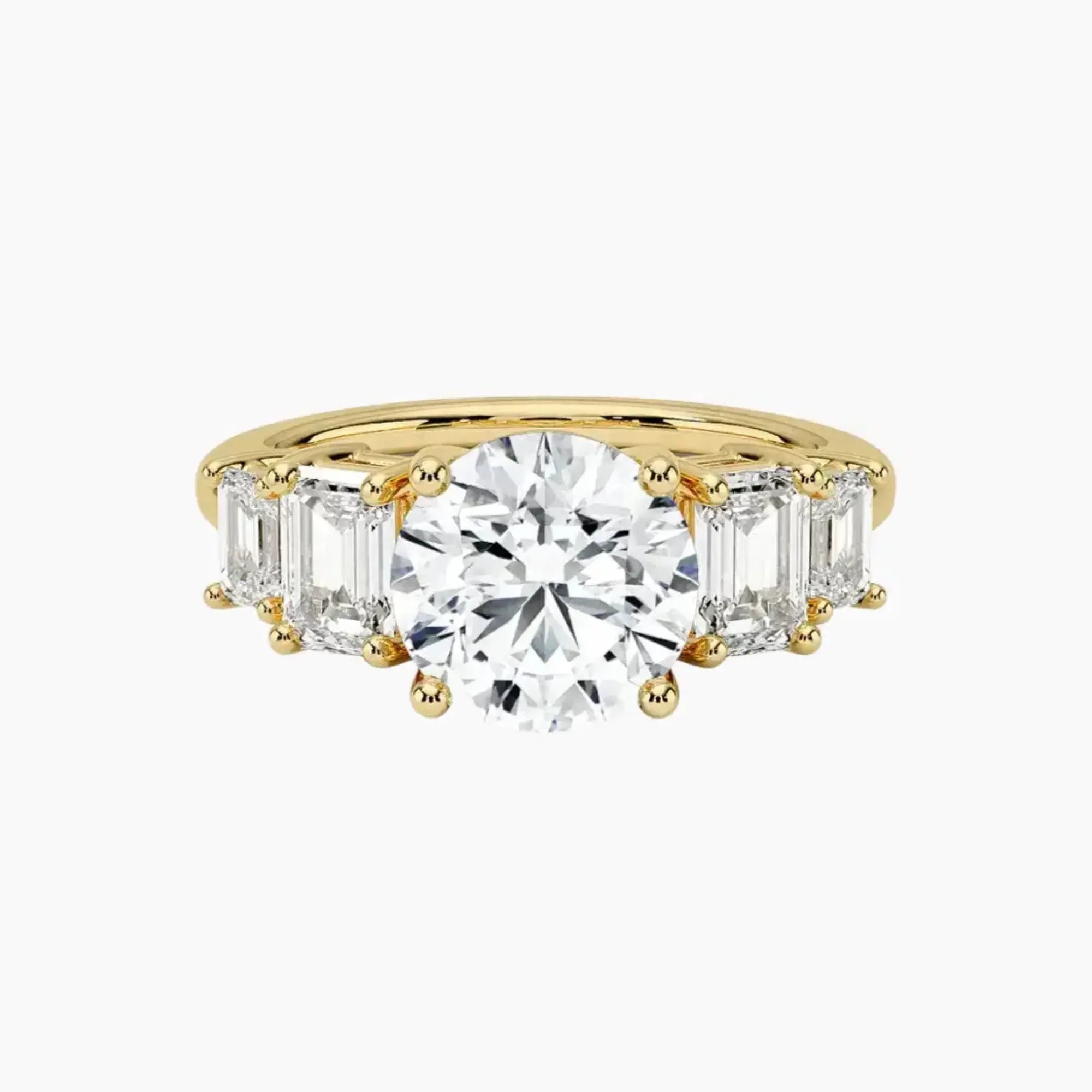 Katerina Five Stone Round Designer 3 Carat Lab Grown Diamond Engagement Ring in 18K White Gold