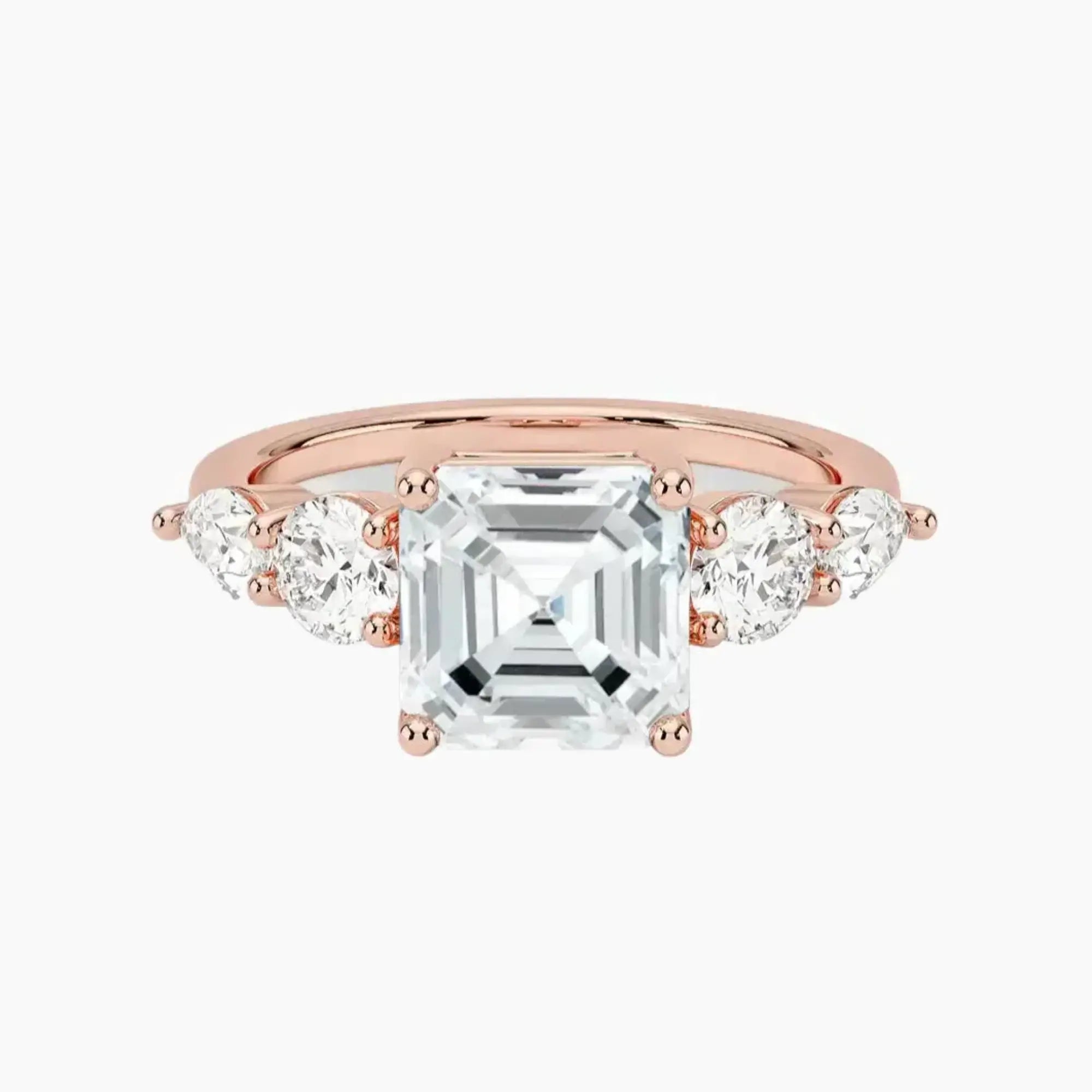 Daria Five Stone Asscher Designer Diamond Ring Setting in 18K Yellow Gold