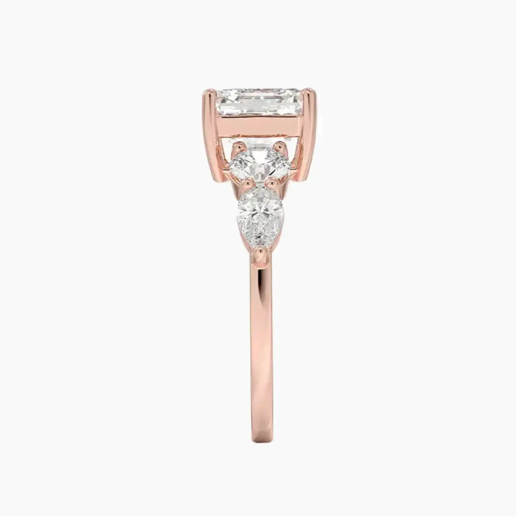 Daria Five Stone Asscher Designer Diamond Ring Setting in 14K White Gold