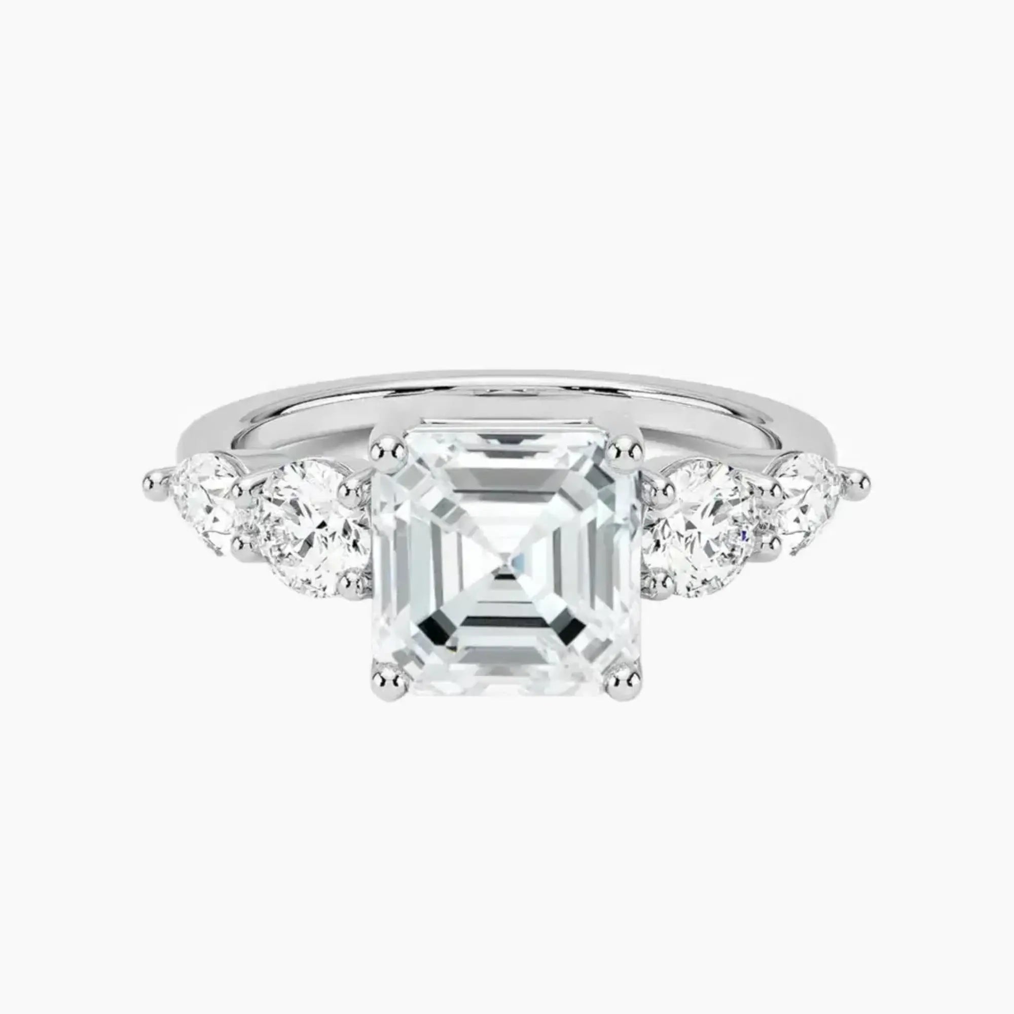 Daria Five Stone Asscher Designer 1.5 Carat Lab Grown Diamond Engagement Ring in 18K Yellow Gold