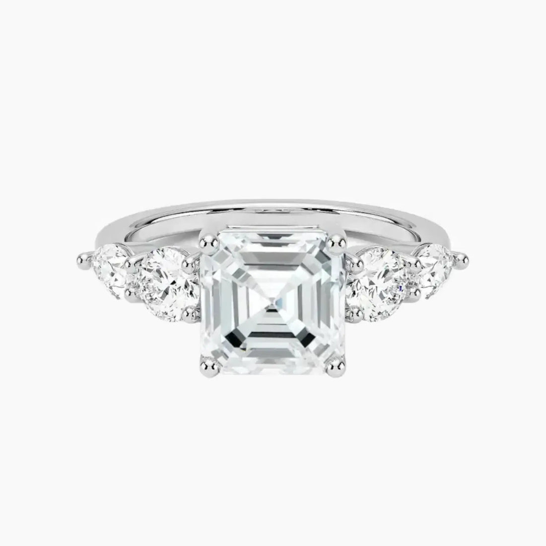 Daria Five Stone Asscher Designer 1 Carat Lab Grown Diamond Engagement Ring in 14K Yellow Gold