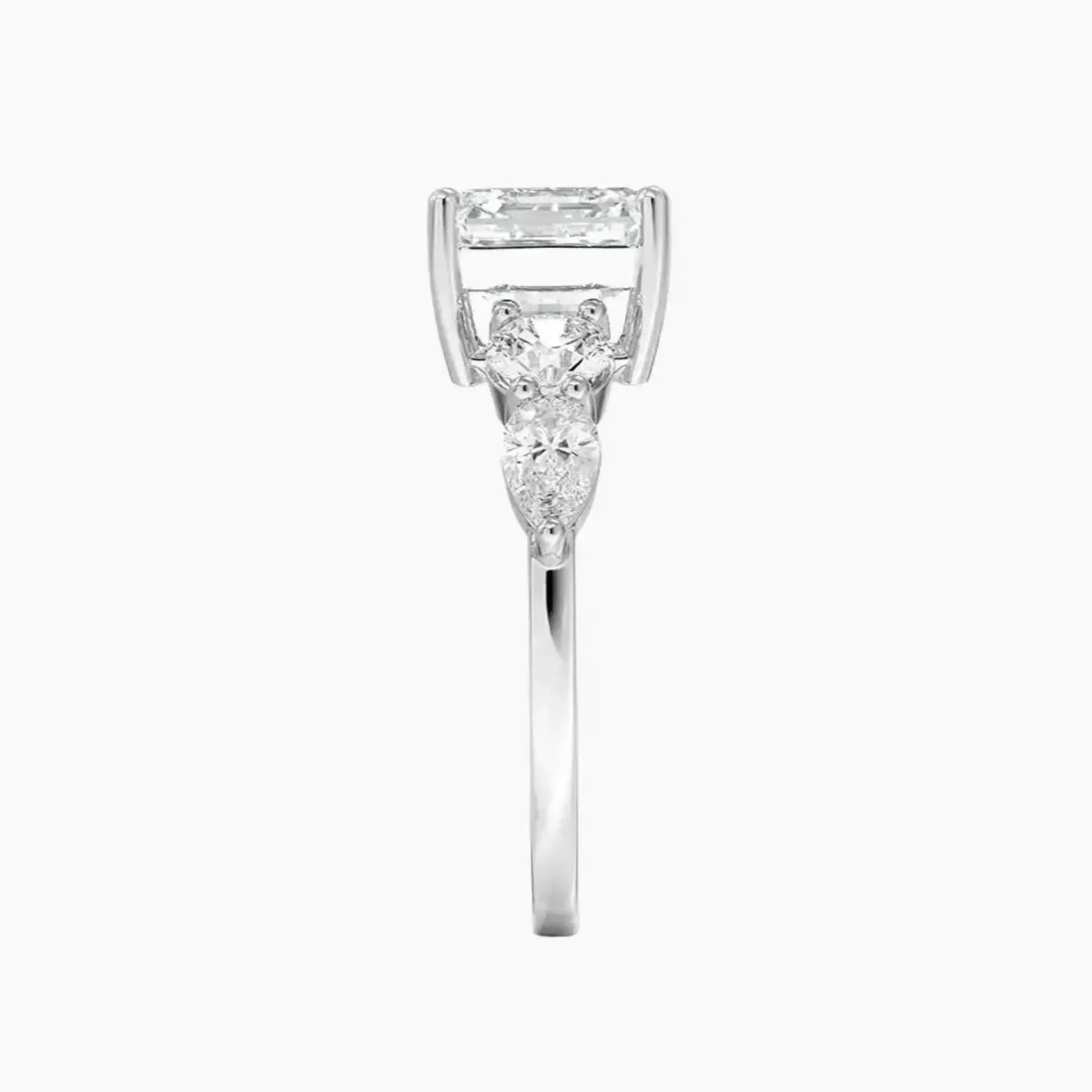 Daria Five Stone Asscher Designer 2 Carat Lab Grown Diamond Engagement Ring in 18K White Gold