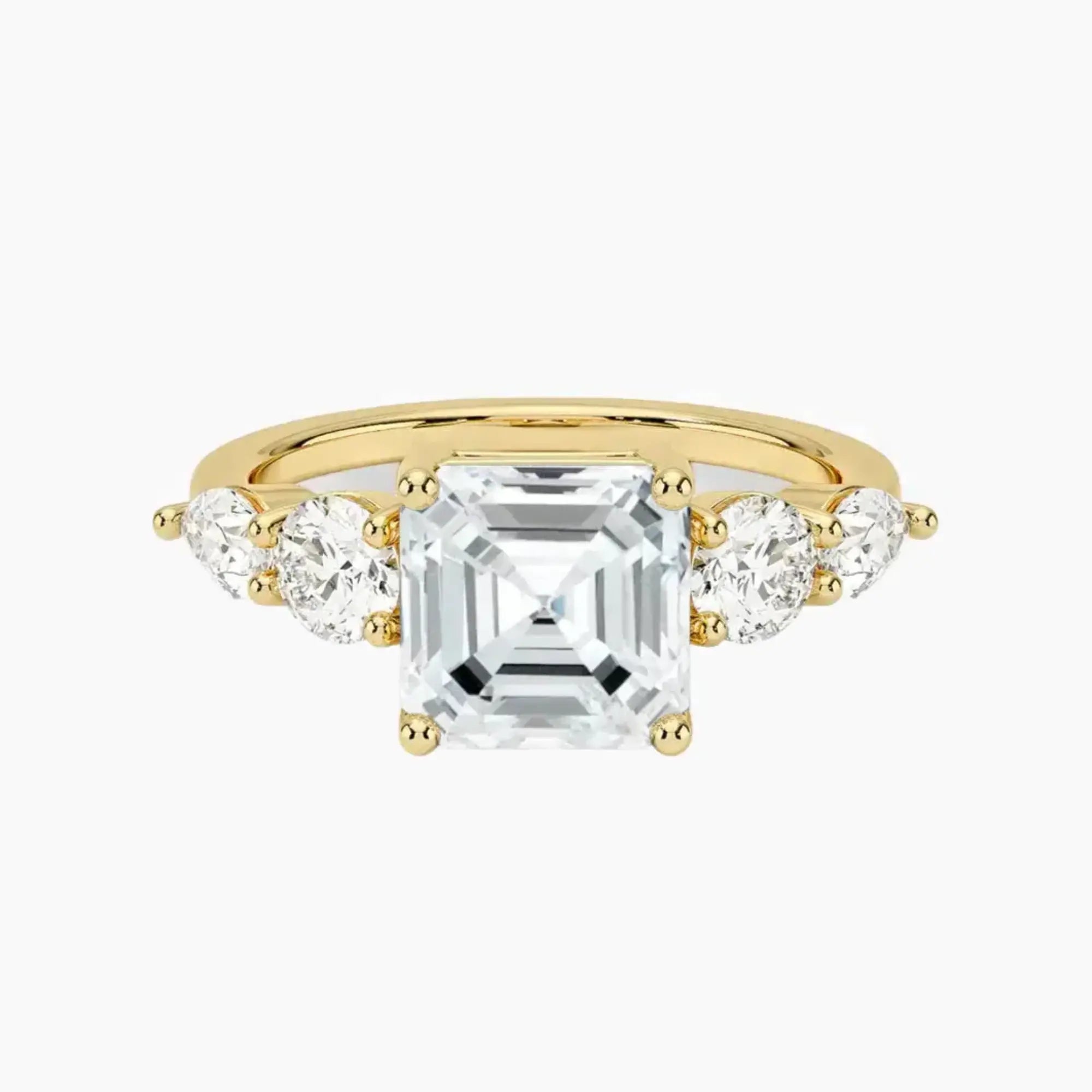 Daria Five Stone Asscher Designer 2.5 Carat Lab Grown Diamond Engagement Ring in 14K White Gold
