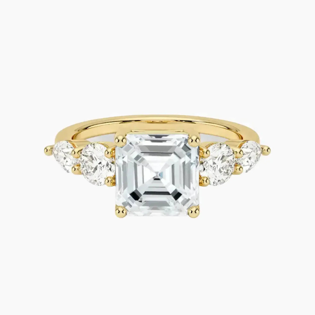 Daria Five Stone Asscher Designer 2.5 Carat Lab Grown Diamond Engagement Ring in 14K White Gold
