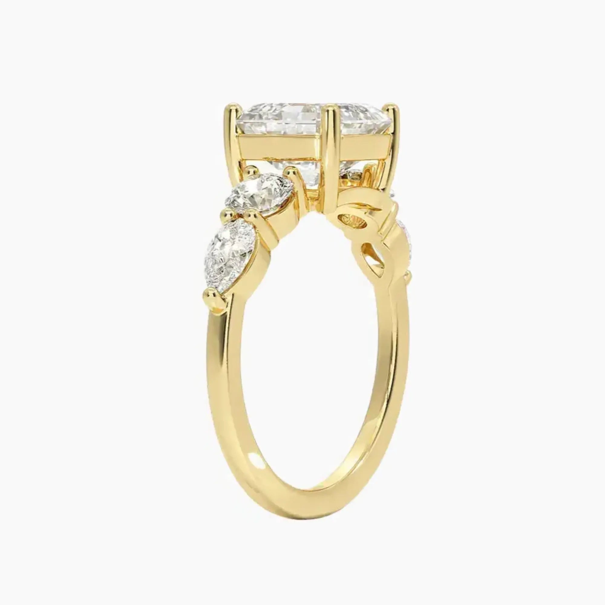 Daria Five Stone Asscher Designer 2.5 Carat Lab Grown Diamond Engagement Ring in 14K White Gold