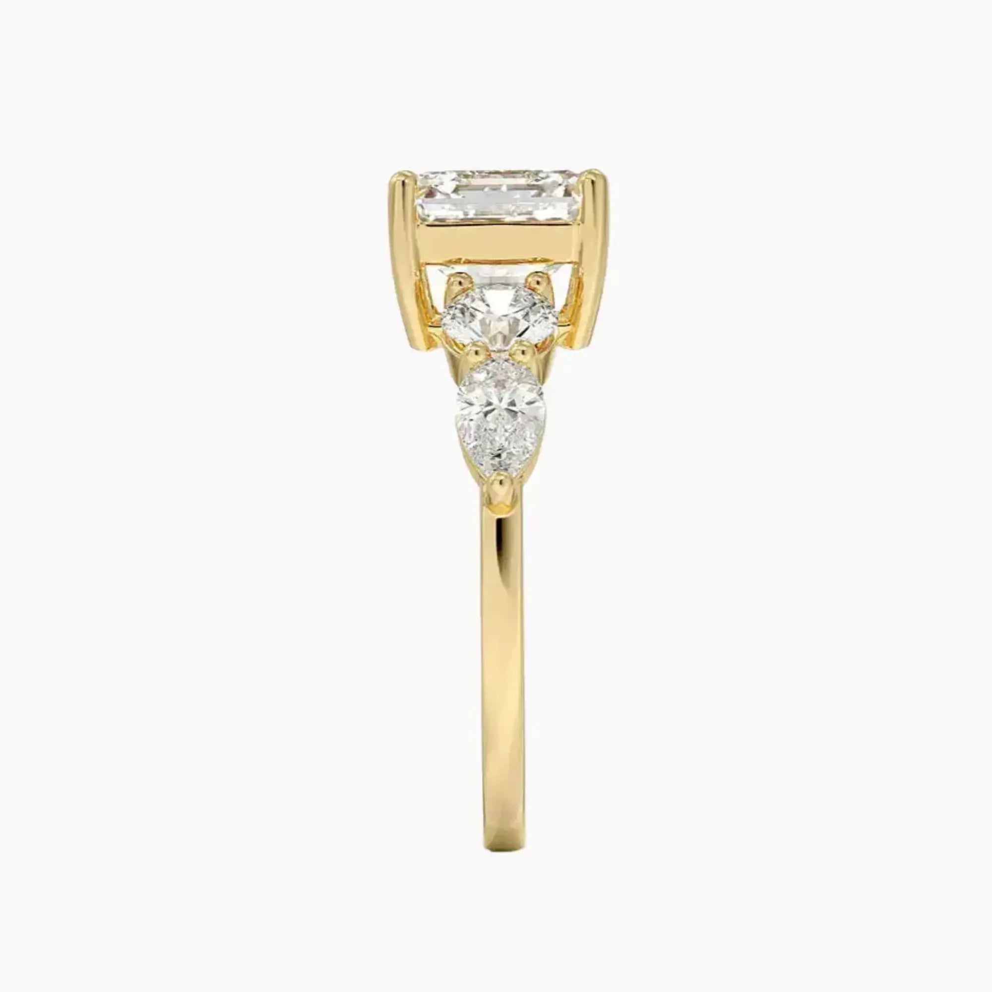 Daria Five Stone Asscher Designer Diamond Ring Setting in 14K White Gold