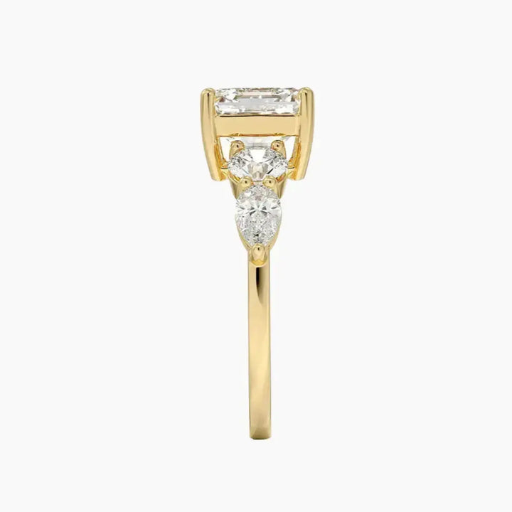 Daria Five Stone Asscher Designer 1.5 Carat Lab Grown Diamond Engagement Ring in 14K Rose Gold