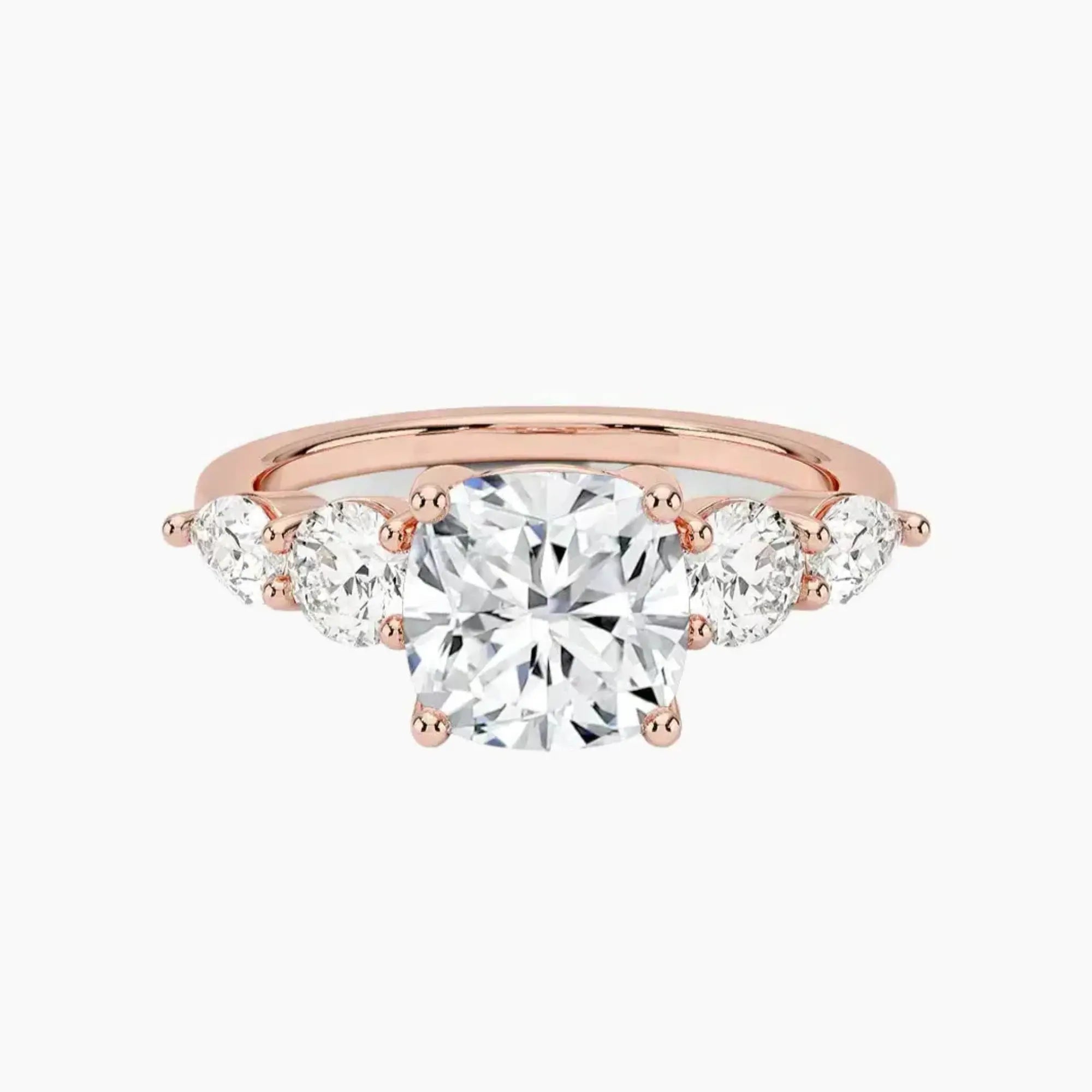 Daria Five Stone Cushion Designer Diamond Ring Setting in 18K Yellow Gold