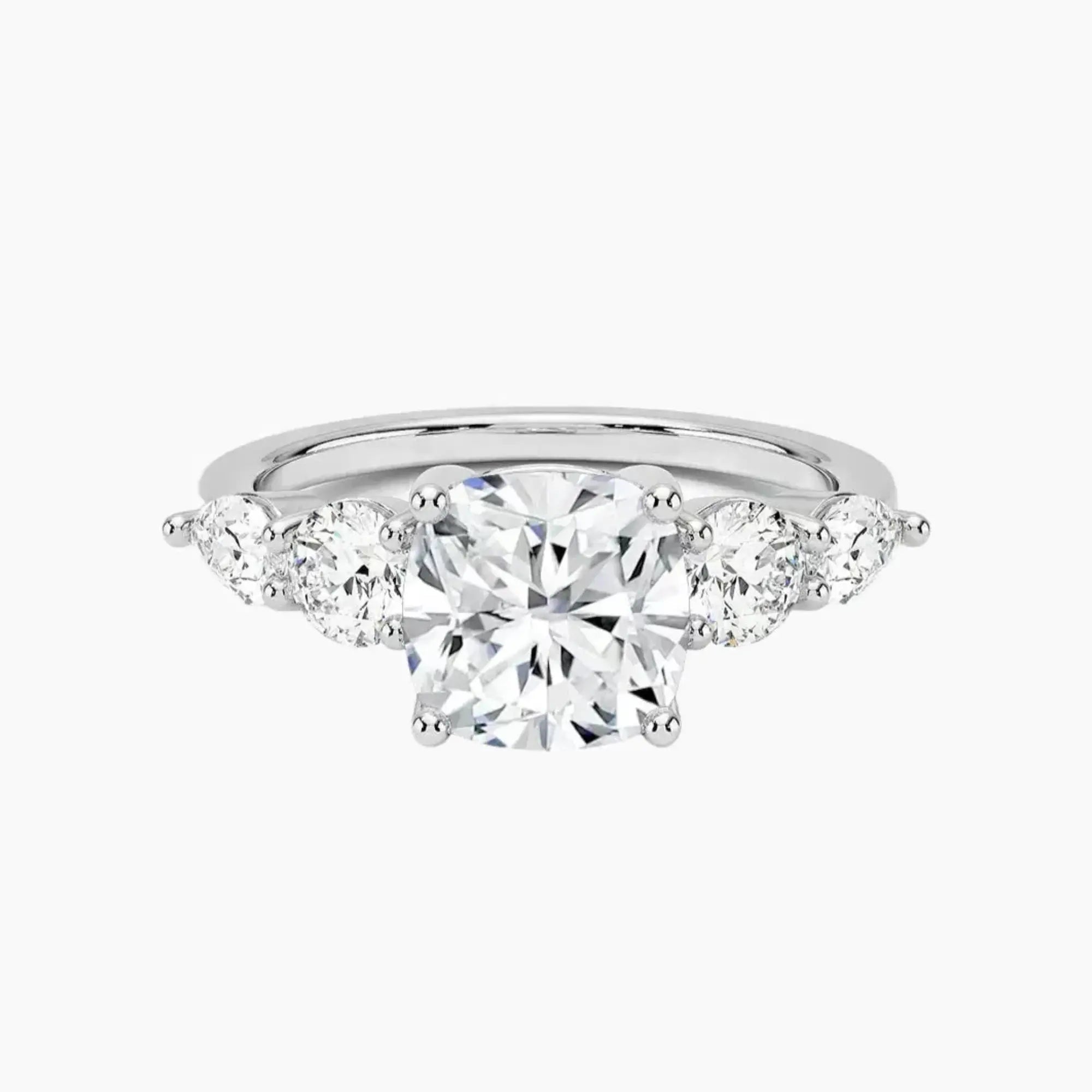 Daria Five Stone Cushion Designer Diamond Ring Setting in 14K Rose Gold