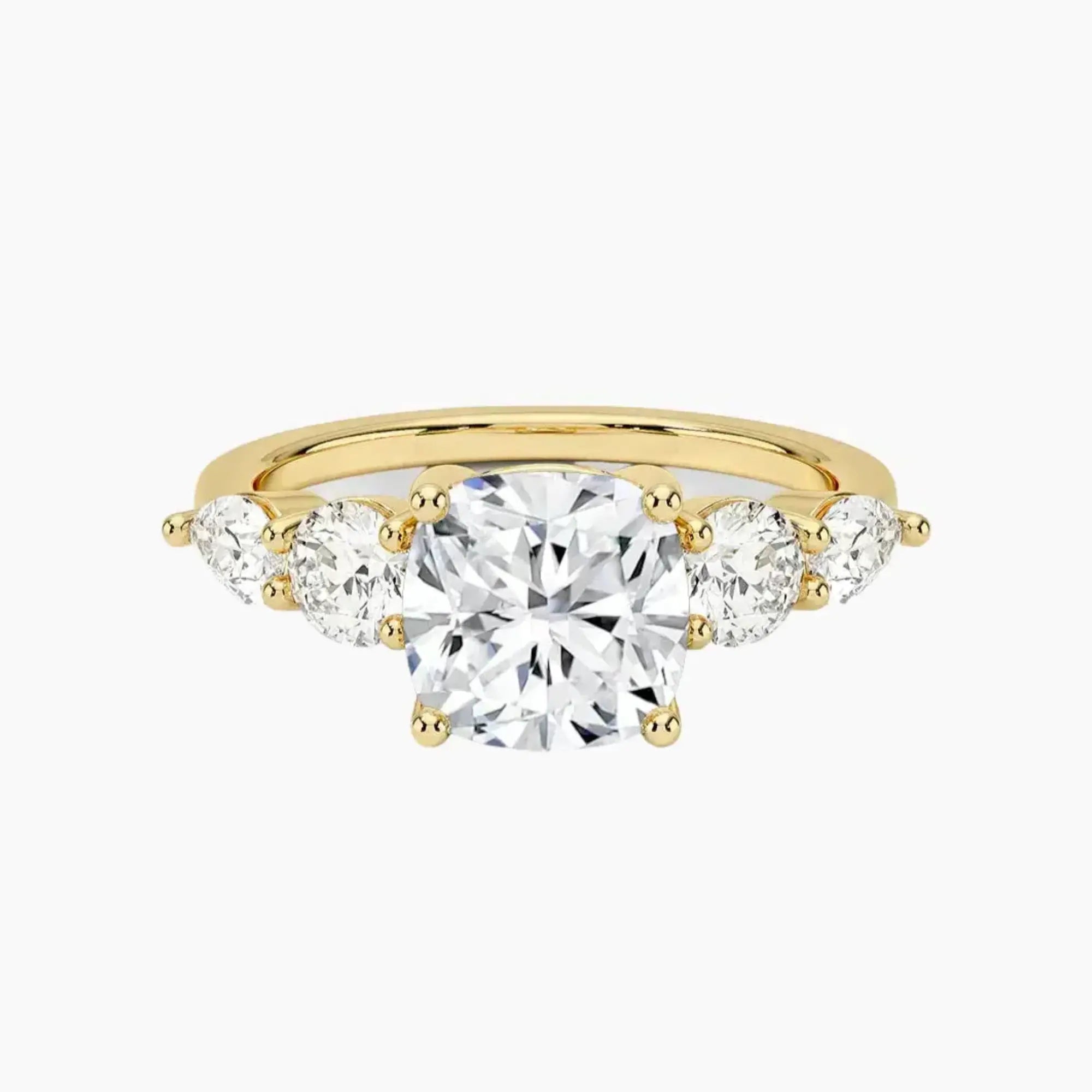 Daria Five Stone Cushion Designer Diamond Ring Setting in 14K White Gold