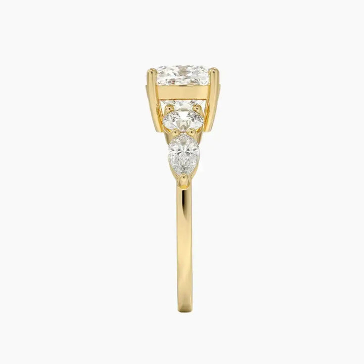 Daria Five Stone Cushion Designer 2.5 Carat Lab Grown Diamond Engagement Ring in 18K Rose Gold
