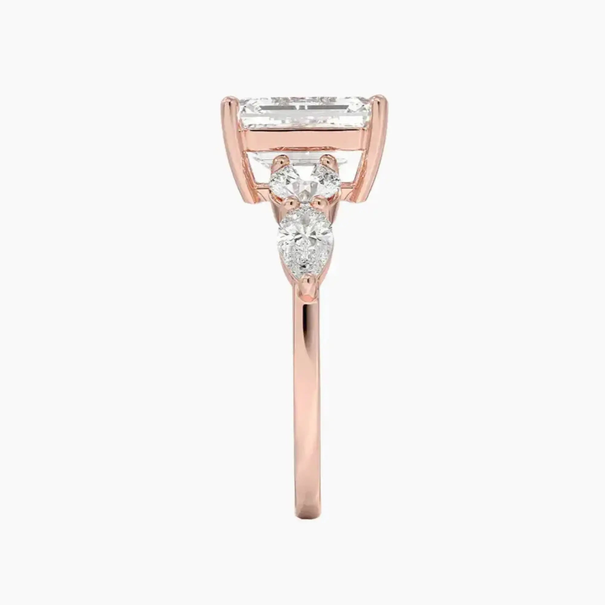 Daria Five Stone Emerald Designer Diamond Ring Setting in 14K Rose Gold