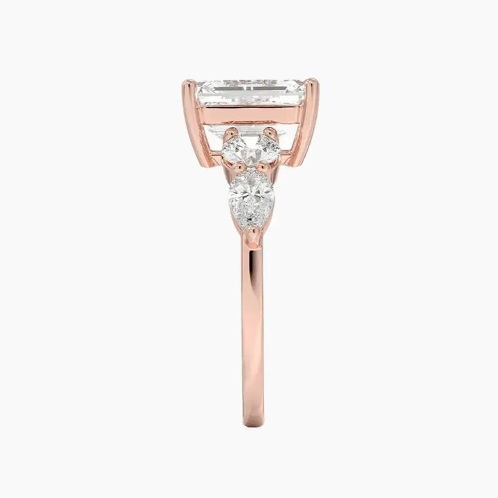 Daria Five Stone Emerald Designer 2.5 Carat Lab Grown Diamond Engagement Ring in 18K Yellow Gold