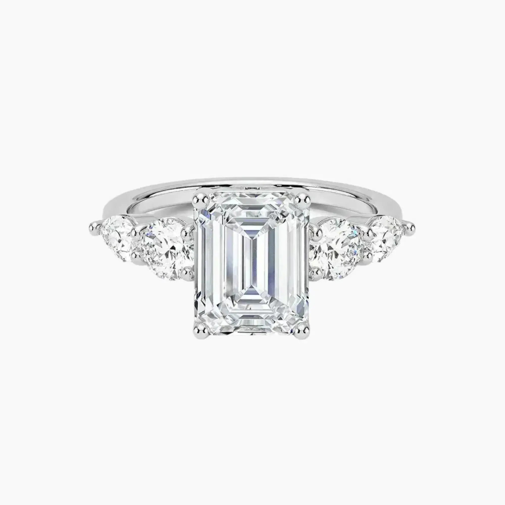 Daria Five Stone Emerald Designer 3 Carat Lab Grown Diamond Engagement Ring in 14K Yellow Gold