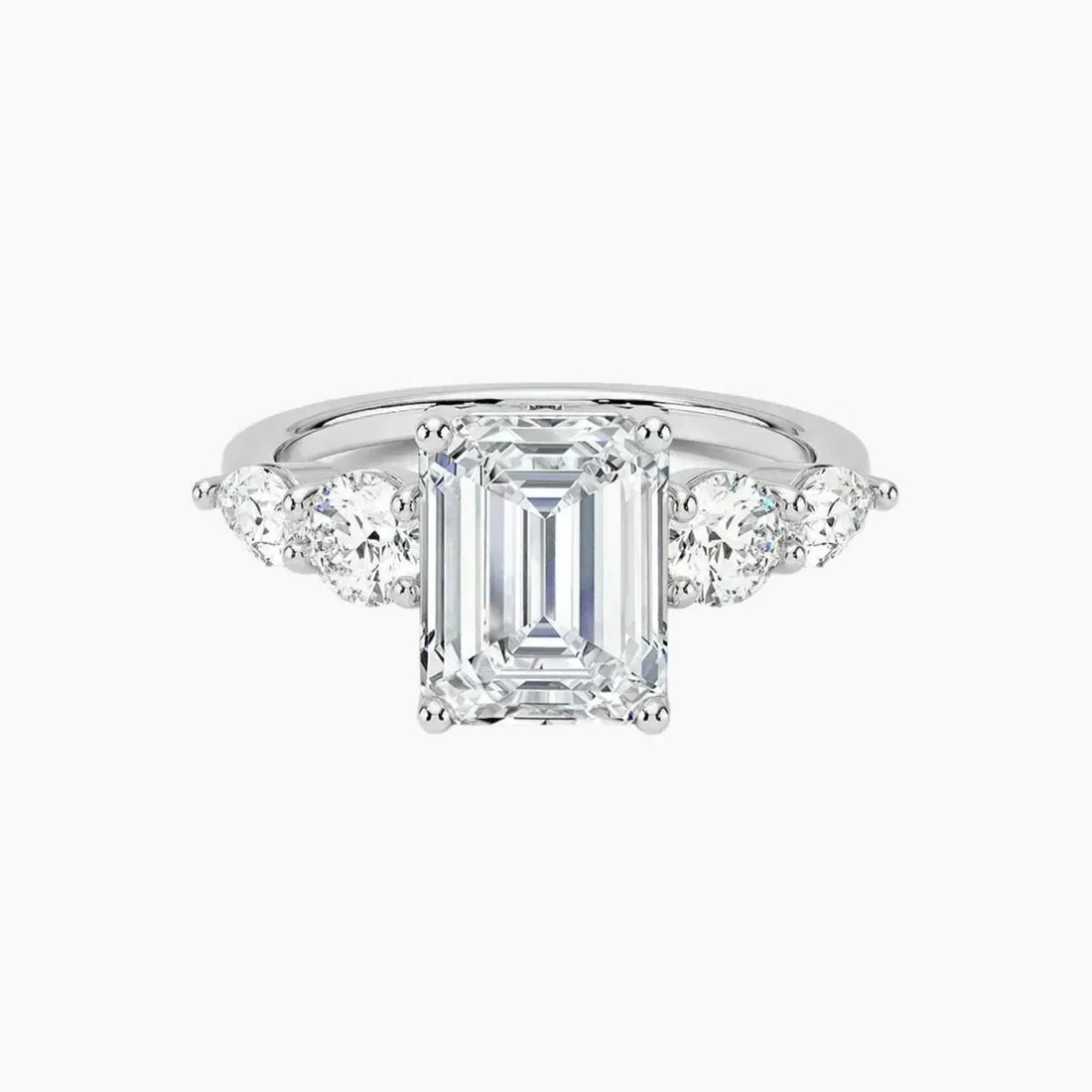 Daria Five Stone Emerald Designer Diamond Ring Setting in 18K Rose Gold